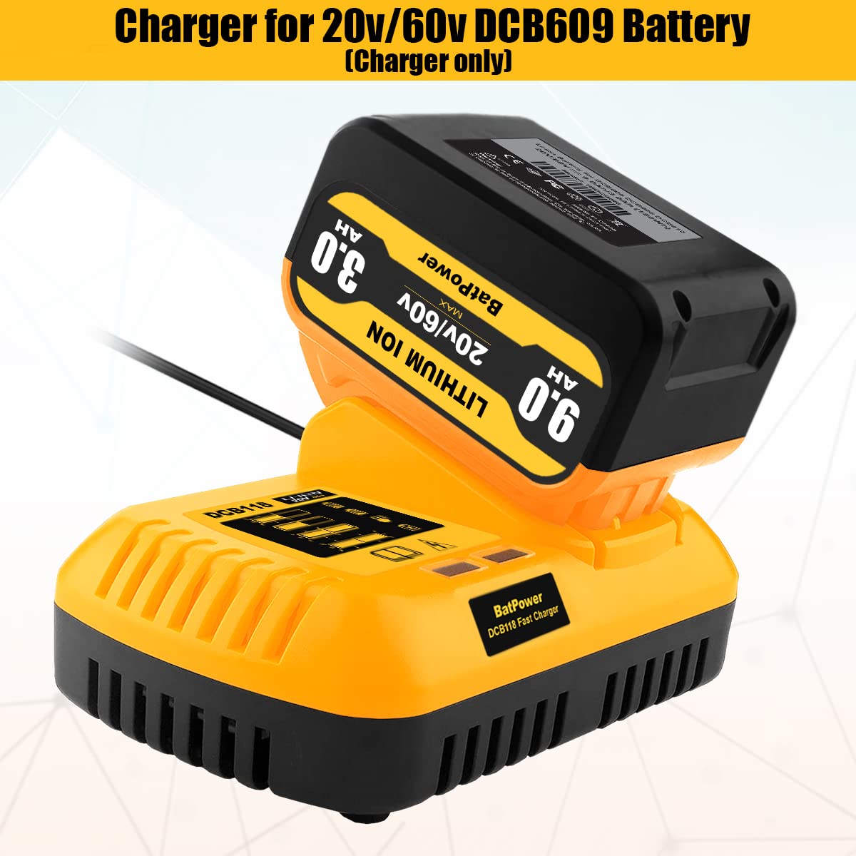 Batpower Dcb118 8A 20V/60V Fast Charger Replacement For Dewalt 20V/60V Battery Fast Charger Dcb118 Dcb1112 Compatible With Dewal