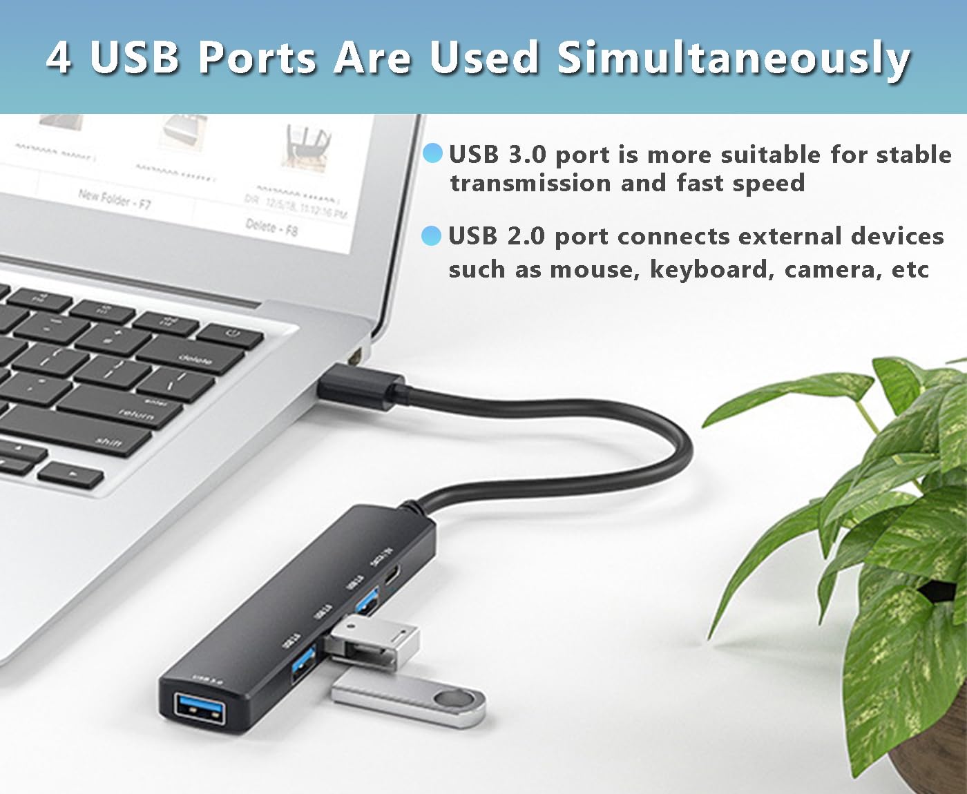 Usb C 3.0 Hub, 5 Port Usb C Extender With 5V Usb C Power/Data Port, Usb C Hub Splitter For Laptop, Macbook Pro, Chromebook, Pc,