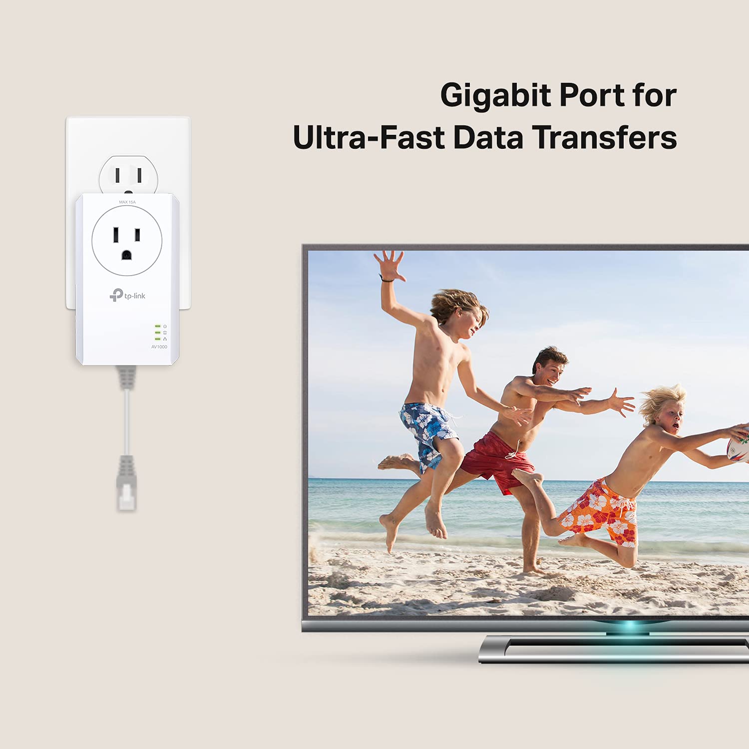 Tp-Link Av1000 Powerline Ethernet Adapter(Tl-Pa7017P Kit)- Gigabit Port, Plug And Play, Extra Power Socket For Additional Device