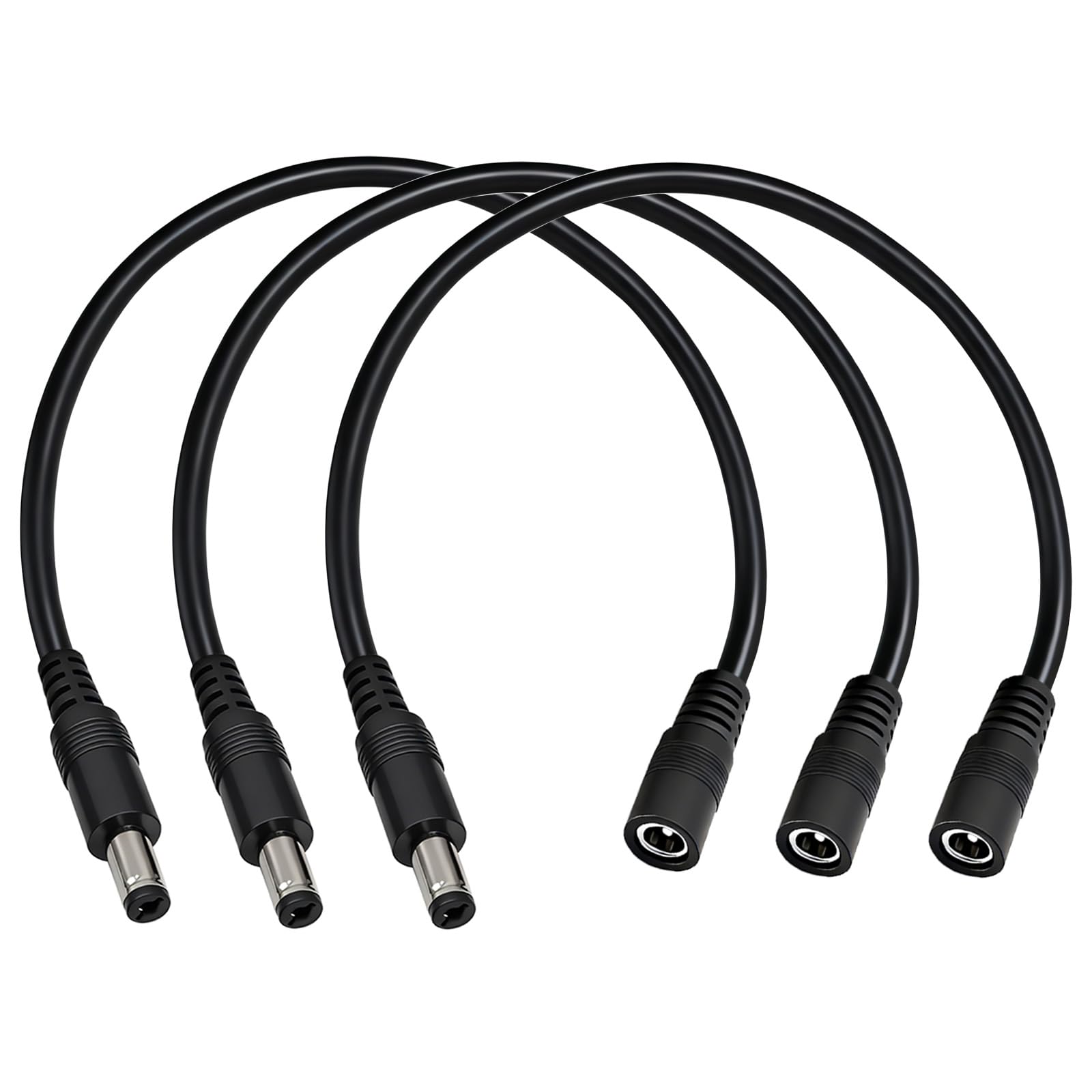 GGIPOWY 5.5mm x 2.1mm DC Power Extension Cable, 3Pack, 1FT