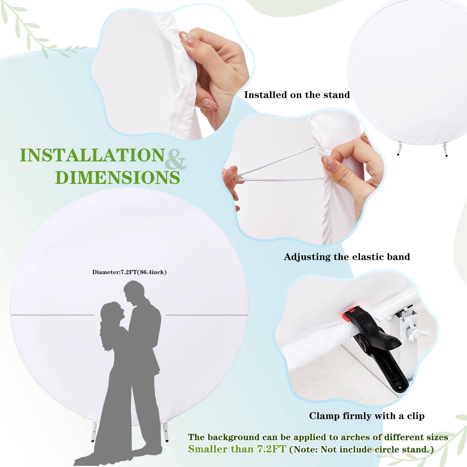 White Round Backdrop Cover 7.2X7.2Ft White Circle Photo Photography Background For Birthday Party Wedding Decorations