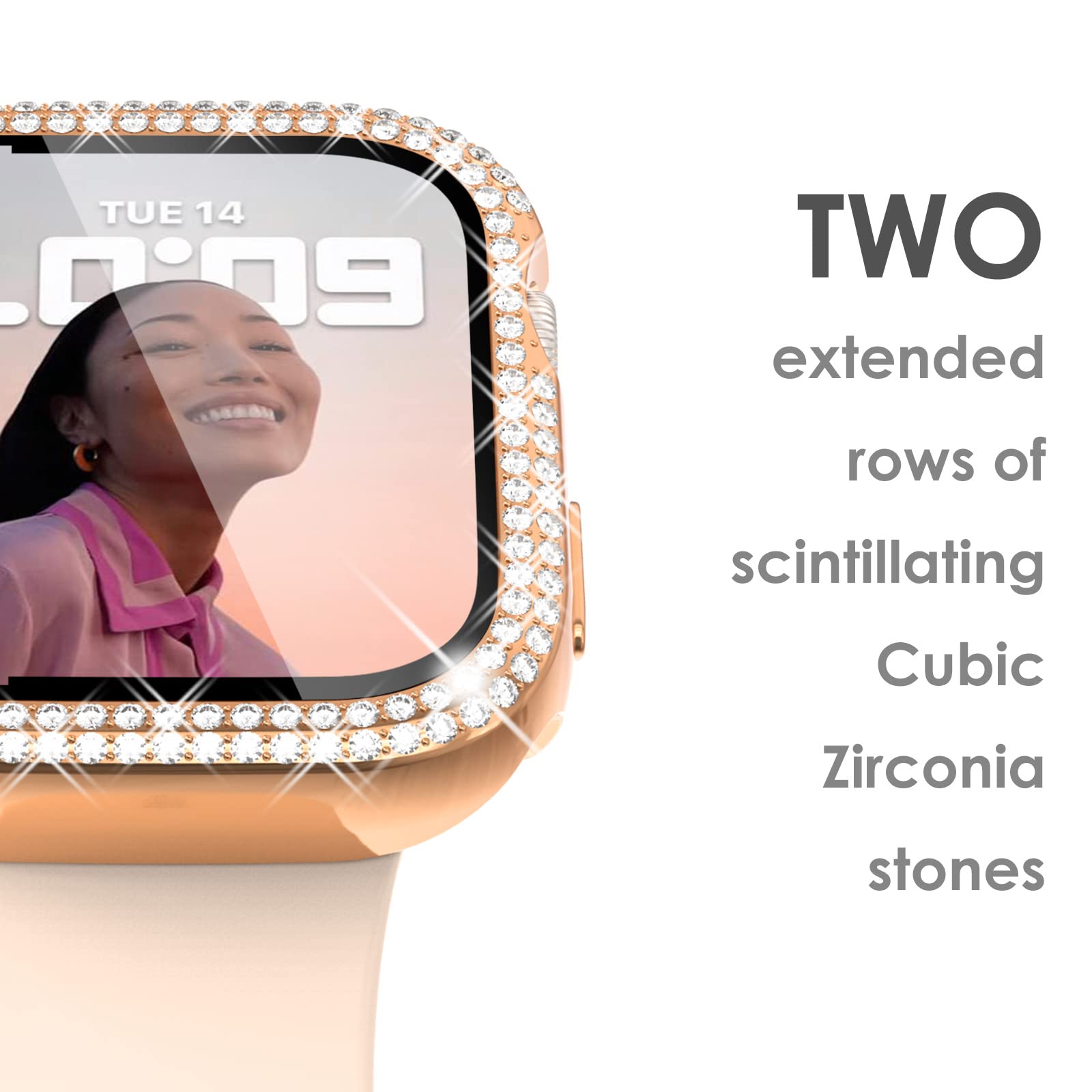 Surace 42Mm Case Compatible With Apple Watch Case With Screen Protector, Bling Diamond Overall Protective Case Compatible With A