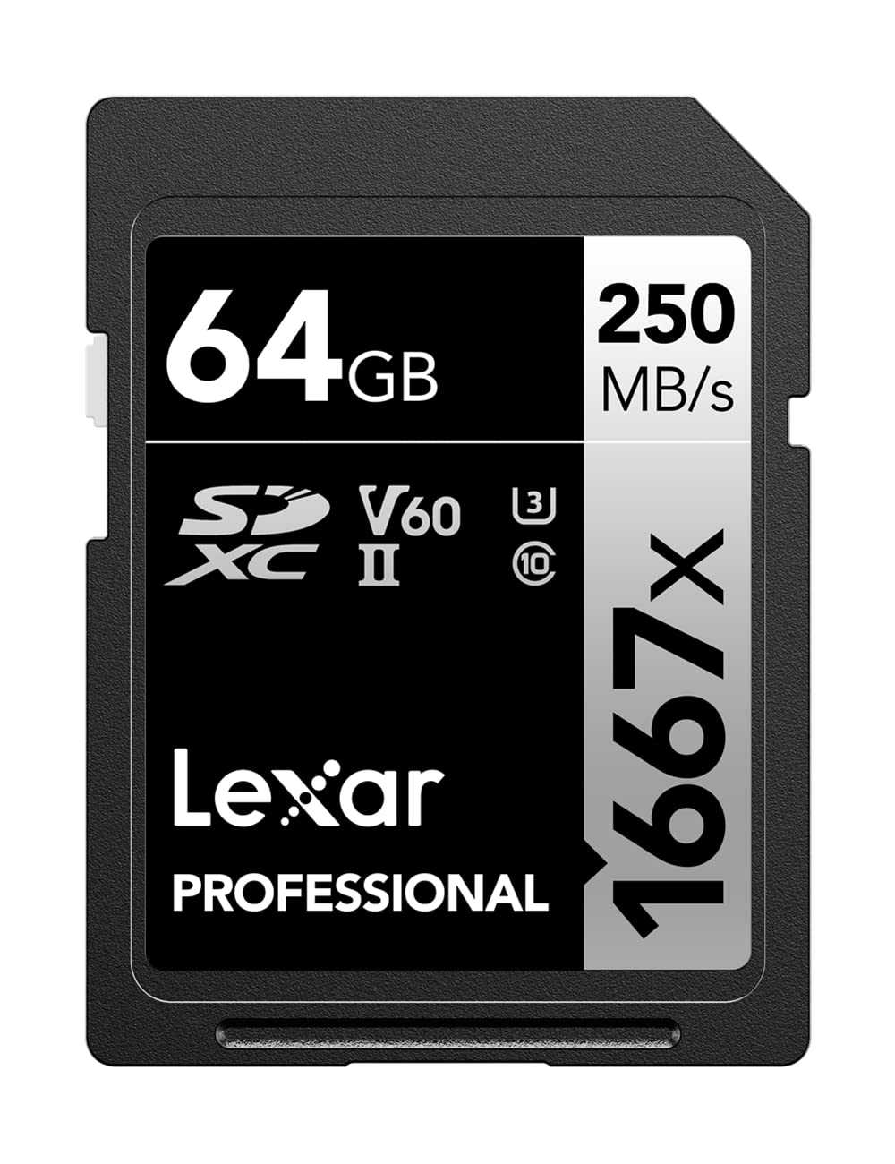 Lexar 64GB Professional 1667x SDXC Memory Card, UHS-II, C10, U3, V60, Full-HD & 4K Video, Up To 250MB/s Read, for Professional Photographer, Videographer, Enthusiast (LSD64GCBNA1667)