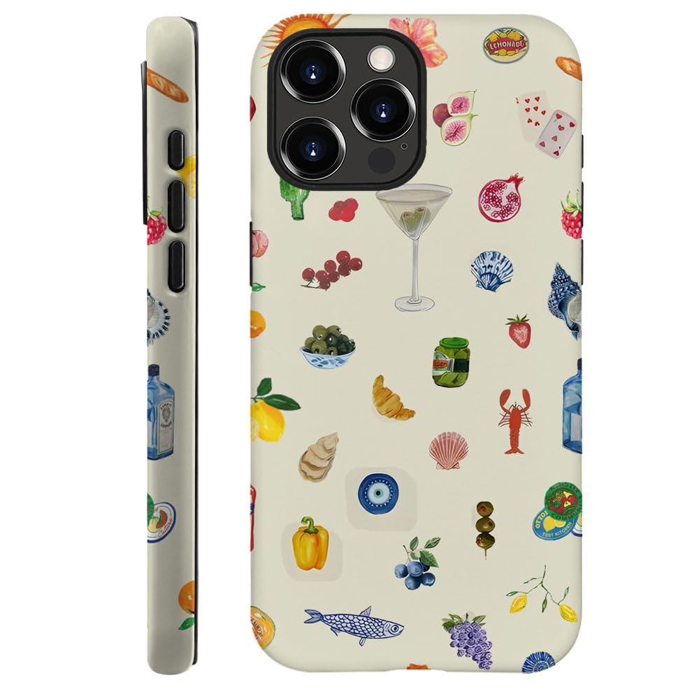 Generic Case Compatible with iPhone 14 Pro Max - Hybrid Durable Shockproof Phone Cover,Cases for Woman Girl - Lemon Fruit Flower