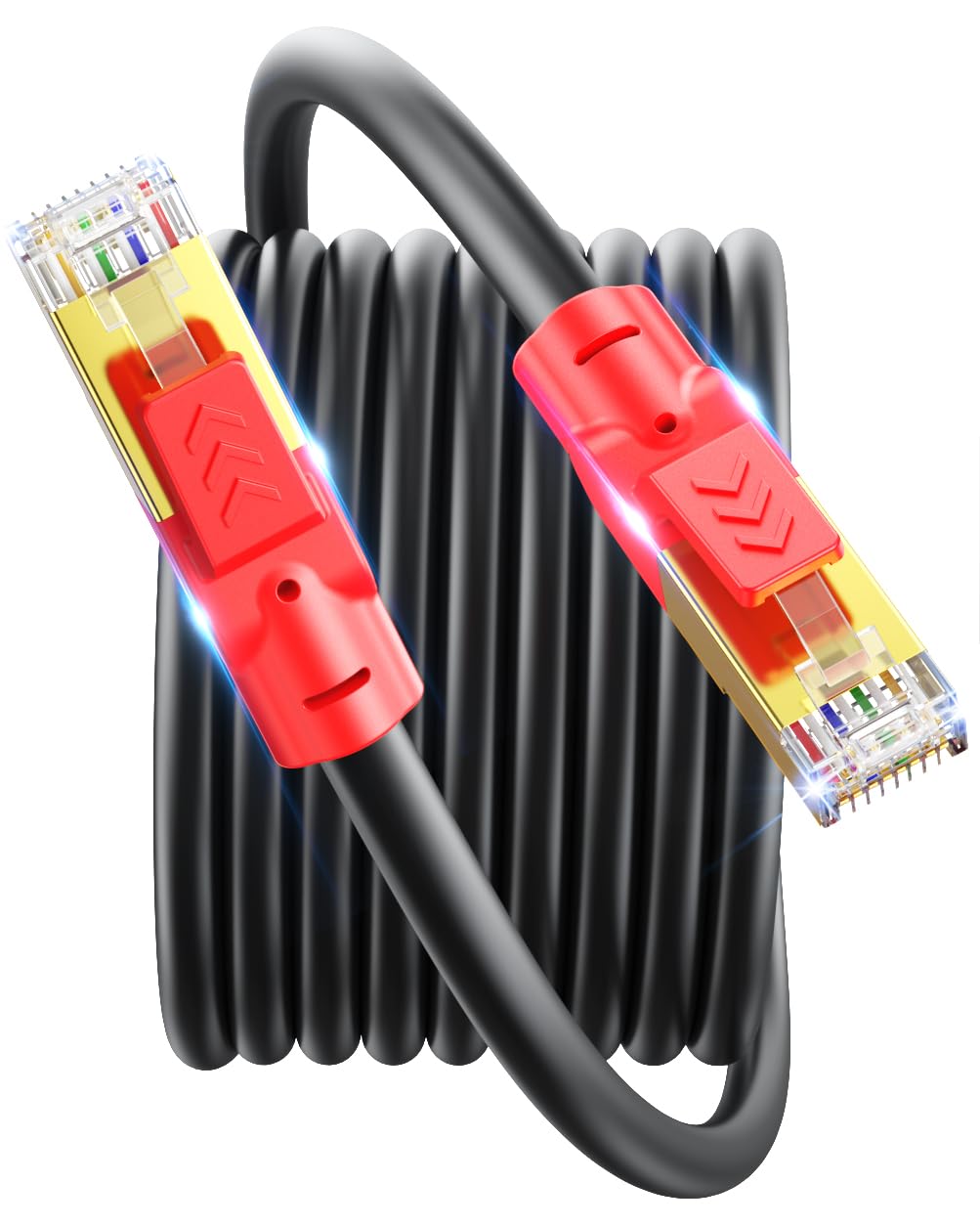 SNANSHI Cat8 Ethernet Cable 150ft - 40Gbps 2000MHz High Speed Shielded LAN Cable for Gaming, PS5, Xbox, 4K TVs, Modem, Router -