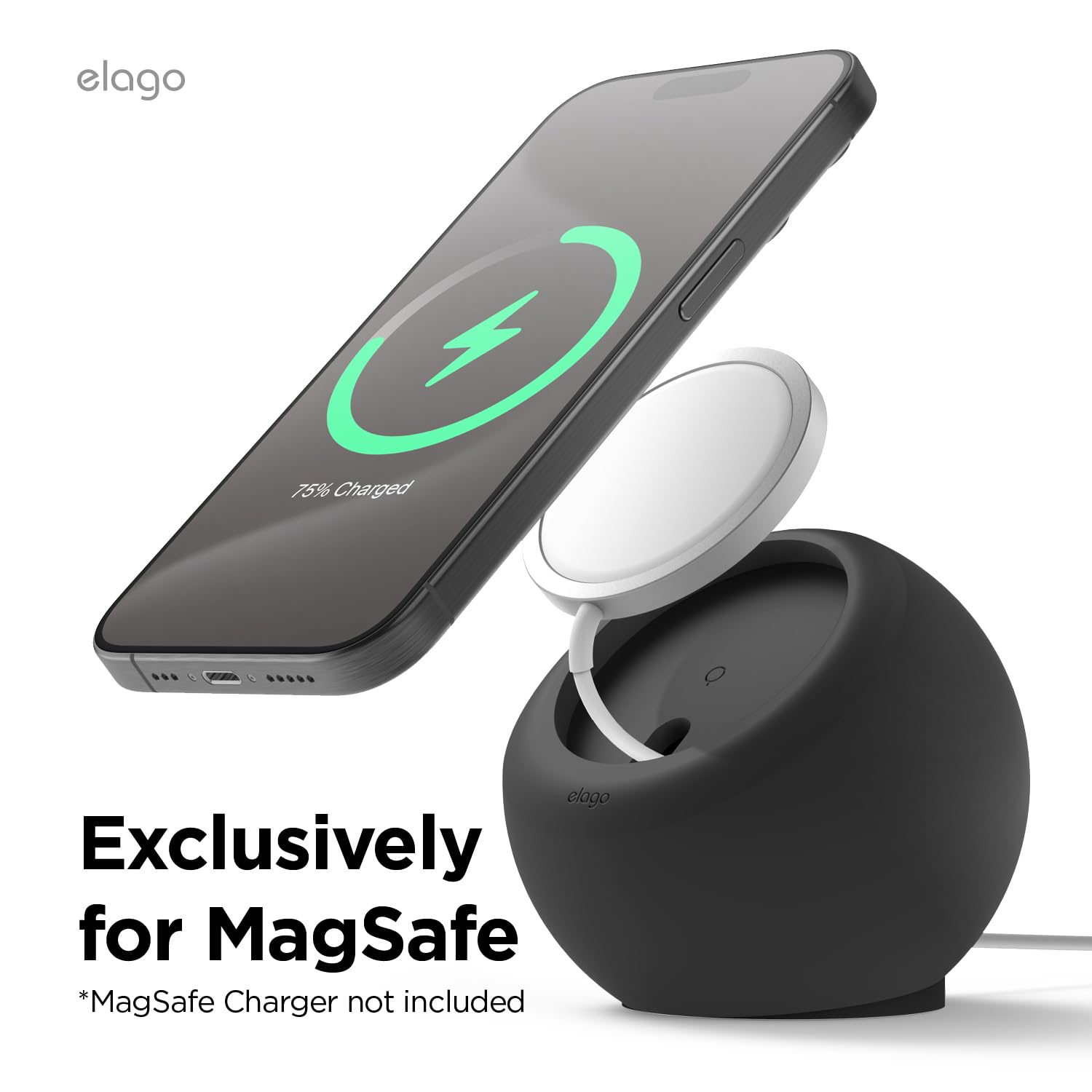 Elago Ms2 Charging Stand Compatible With Magsafe Charger   Premium Silicone Stand Compatible With Iphone15141312 Series, Designe