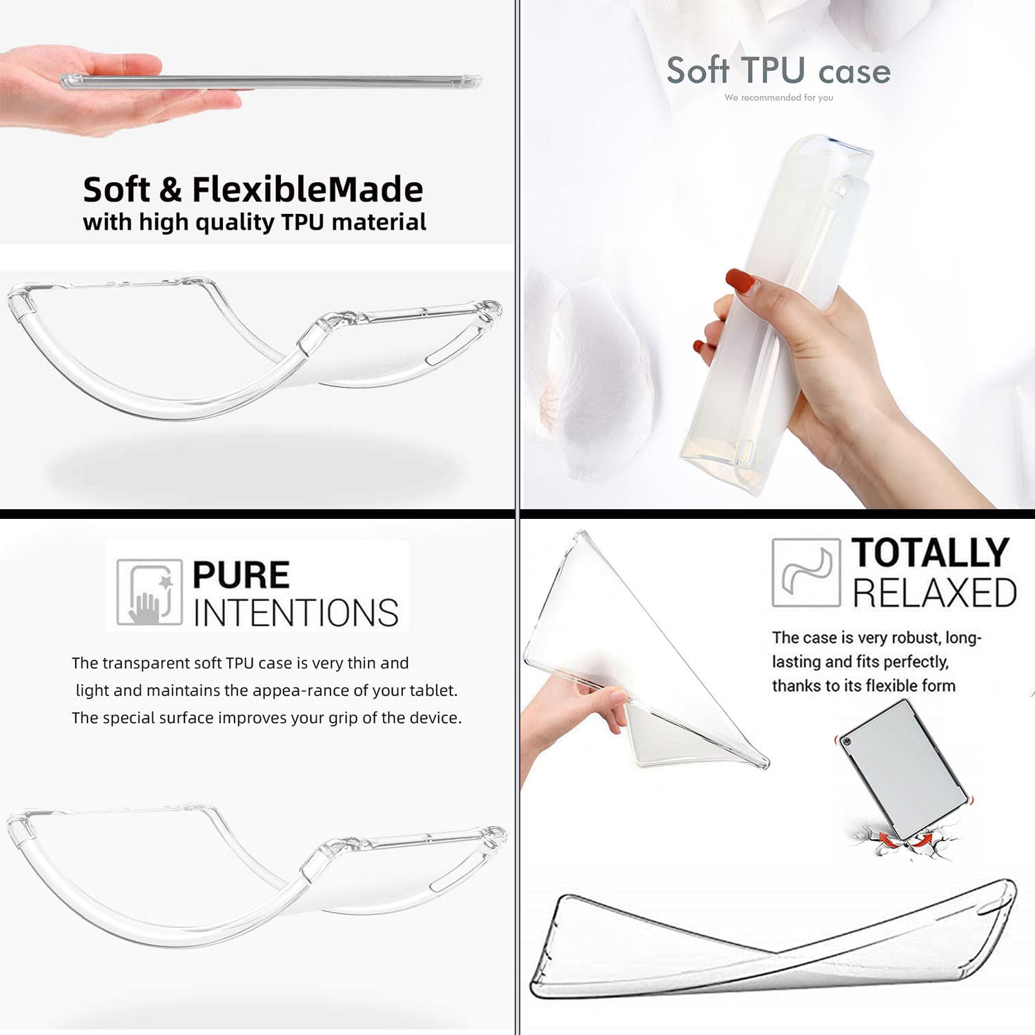 Uucovers Clear Case For Ipad 6Th/5Th Generation 9.7 Inch (2018/2017),For Ipad Air 1/Air 2 Cover Soft Tpu Back Shockproof Lightwe