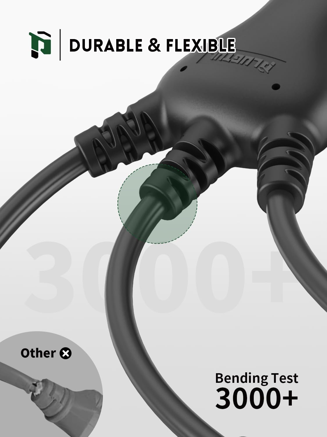 Plugtul 42Ft Outdoor Extension Cord With Multiple Outlets, 1 To 3 Splitter Max 30Ft End To Male Plug (Total 42Ft) 16/3 Sjtw Wate