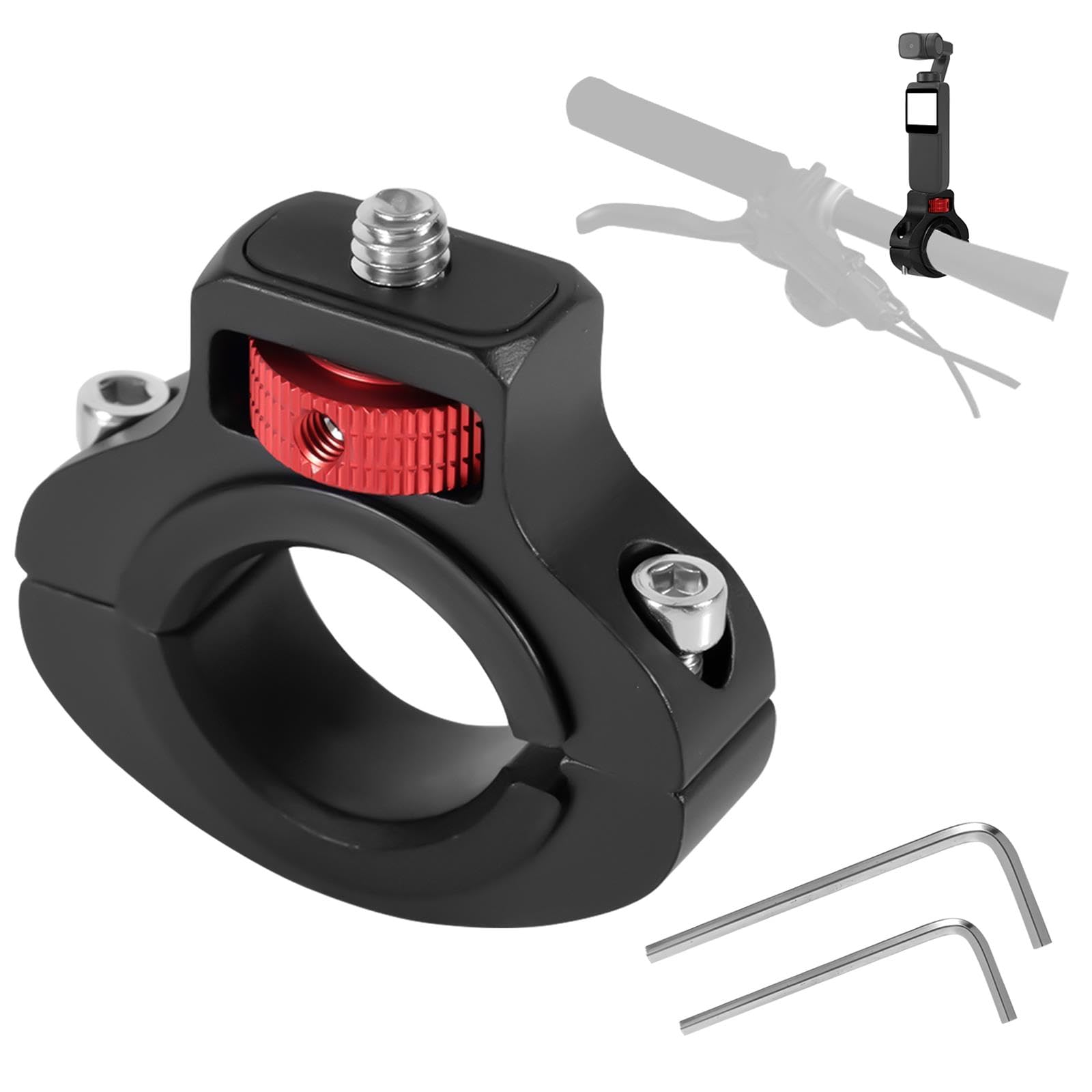 Bike Motorcycle Camera Mount, Aluminum 360 Degrees Rotary Anti-Reverse Bicycle Clamp Holder Motorcycle Handlebar Mount Bracket f