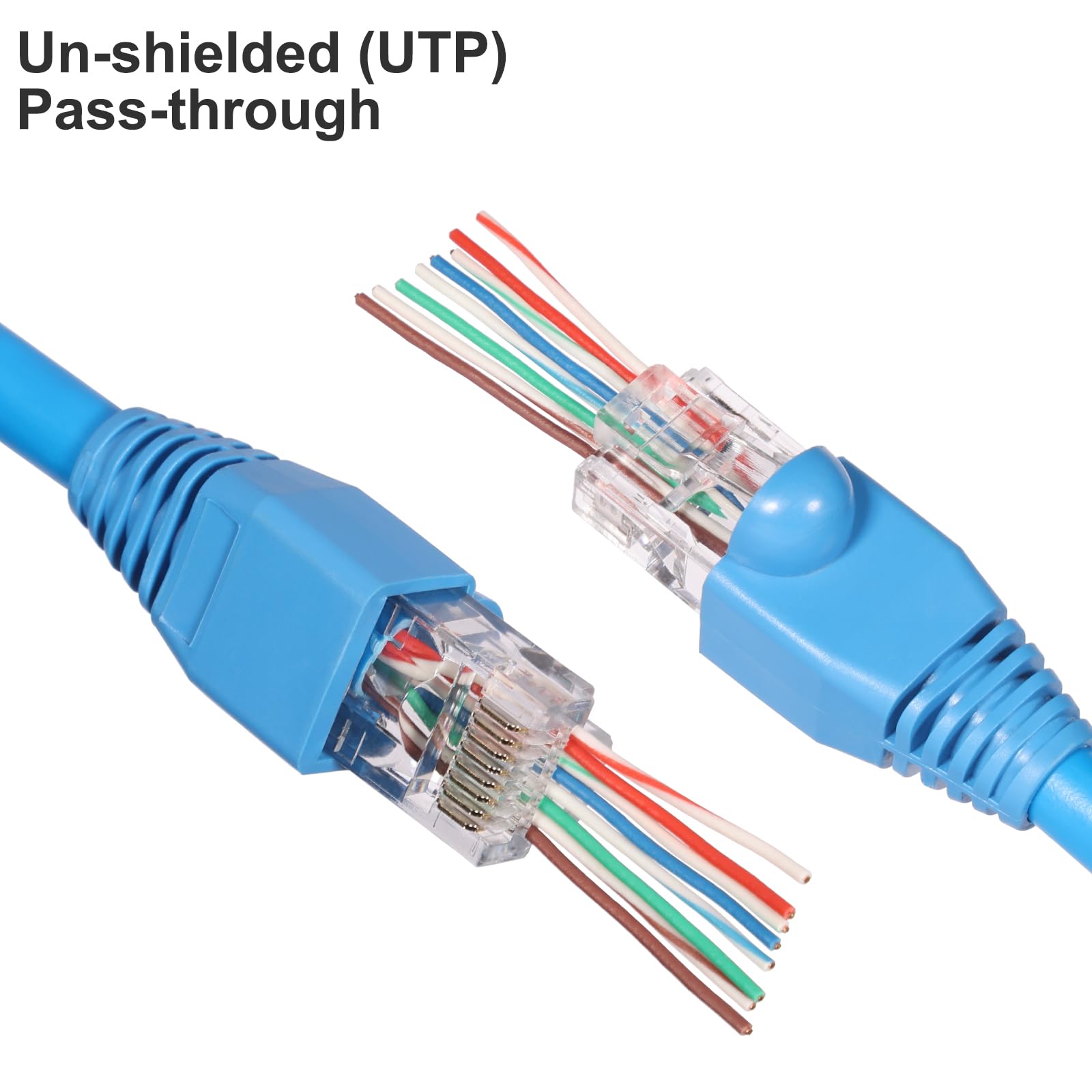 Kyrene 50Pcs Rj45 Connectors, Ethernet Cat6 Connector, Rj45 Pass Through Connector, Cat 6 Pass Through Rj45 Connectors For Solid