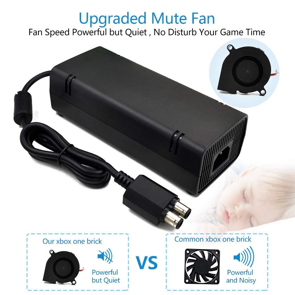 Ac Adapter For Xbox 360 Slim,Yudeg Power Supply With Cord Replacement Charger Power Brick For Xbox 360 Slim Console