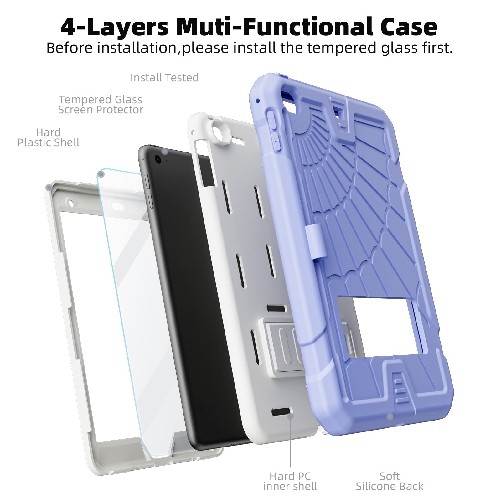 Tsqqst Ipad Mini Case 5Th Generation For Kids With Pencil Holder | Ipad Mini 5 Case With Glass Screen Protector 2019 | Shockproo