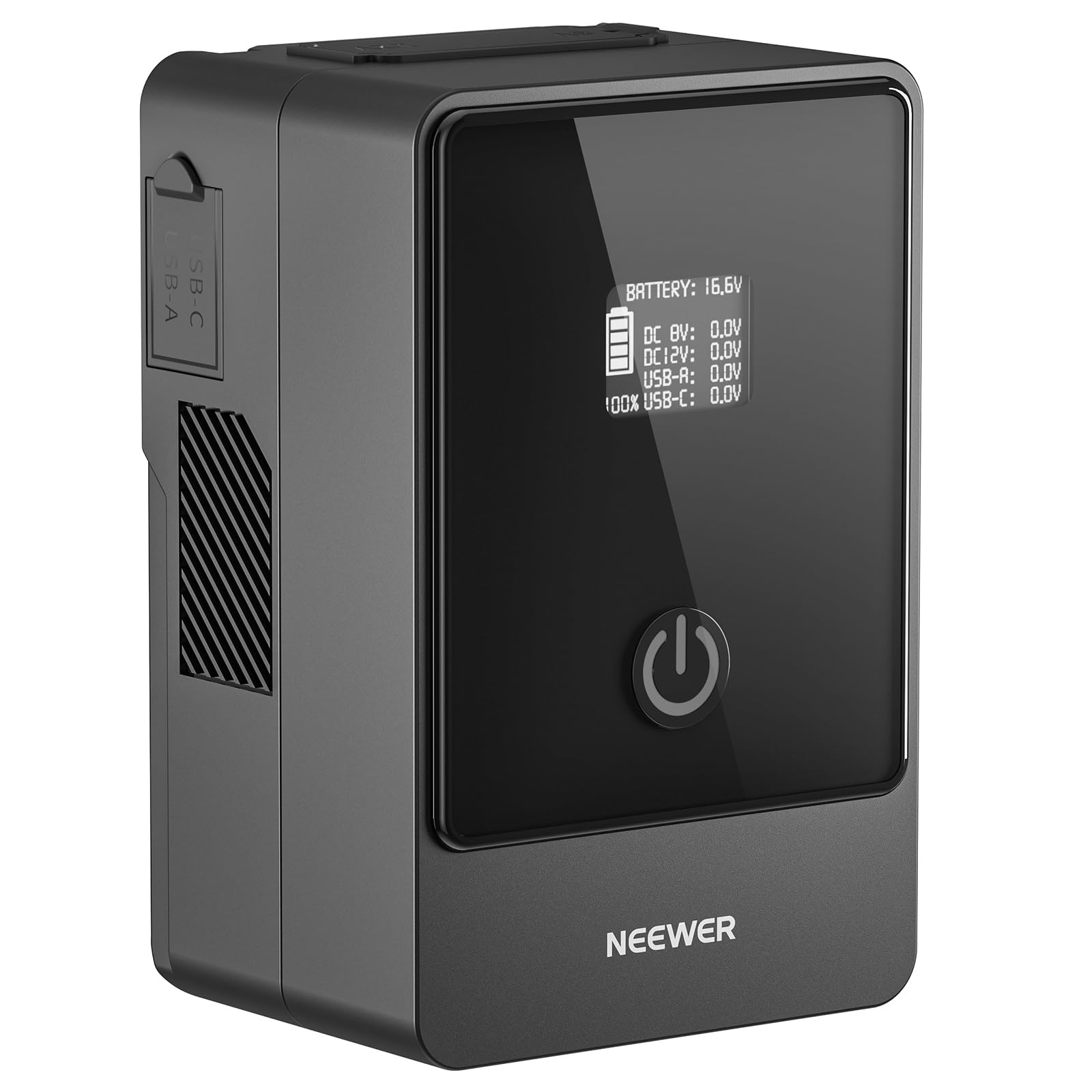 NEEWER Mini V Mount Battery, 6800mAh 99Wh V Lock Battery, PD65W Fast Charging/D Tap/BP/USB A/Dual DC Port/OLED Display for Camco