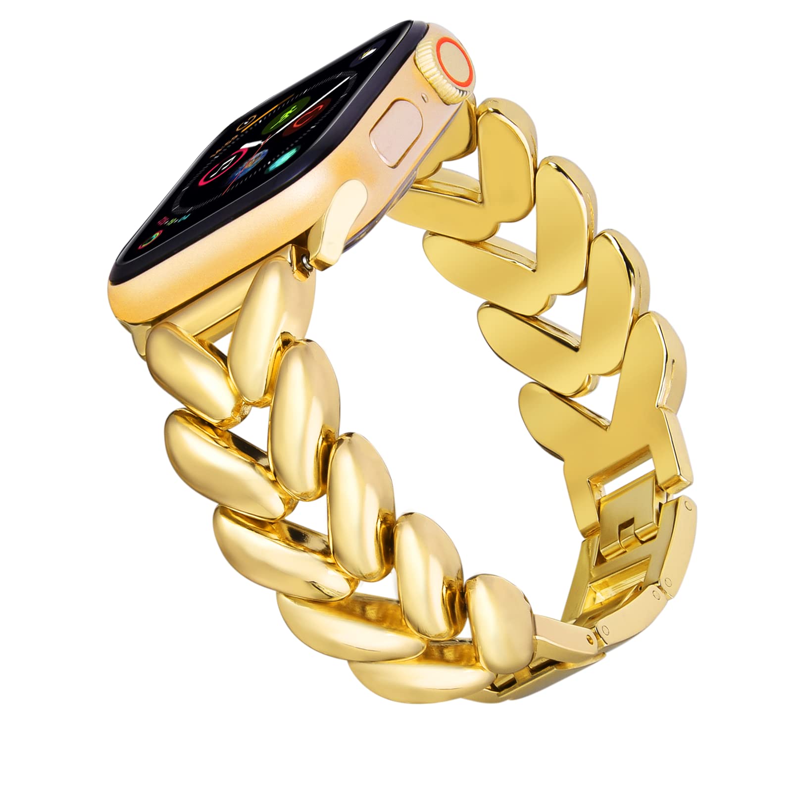 Visoom Gold Bracelet Compatible For Series 8 Gold Apple Watch Band 41Mm/40Mm/38Mm Series 7/Se Women Dressy Luxury Wristband Jewe