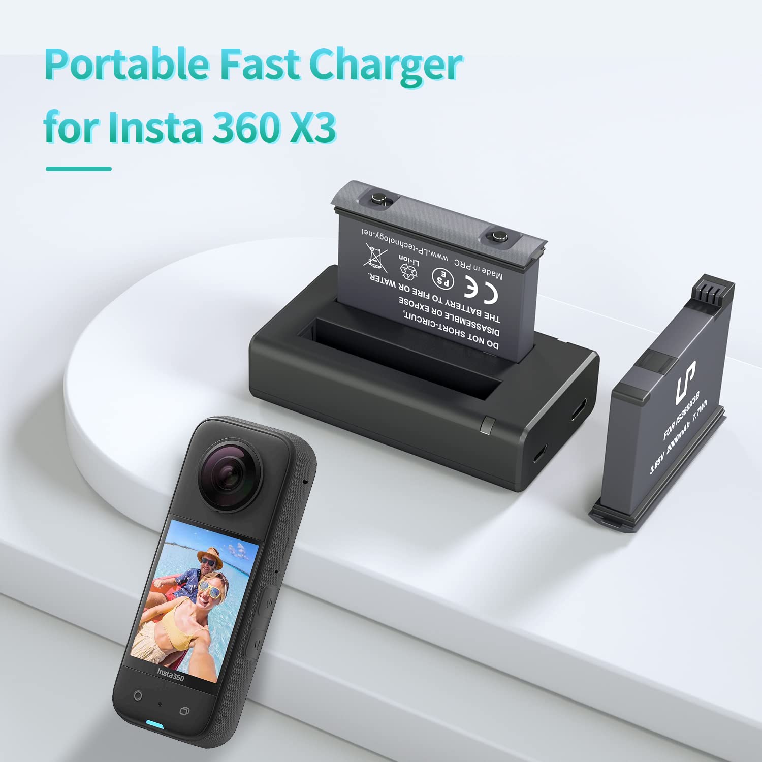 Lp Battery Charger Pack For Insta360 X3 2 Batteries & Fast Usb Dual Charger For Insta 360 One X3 Action Camera 2000Mah Rechargea