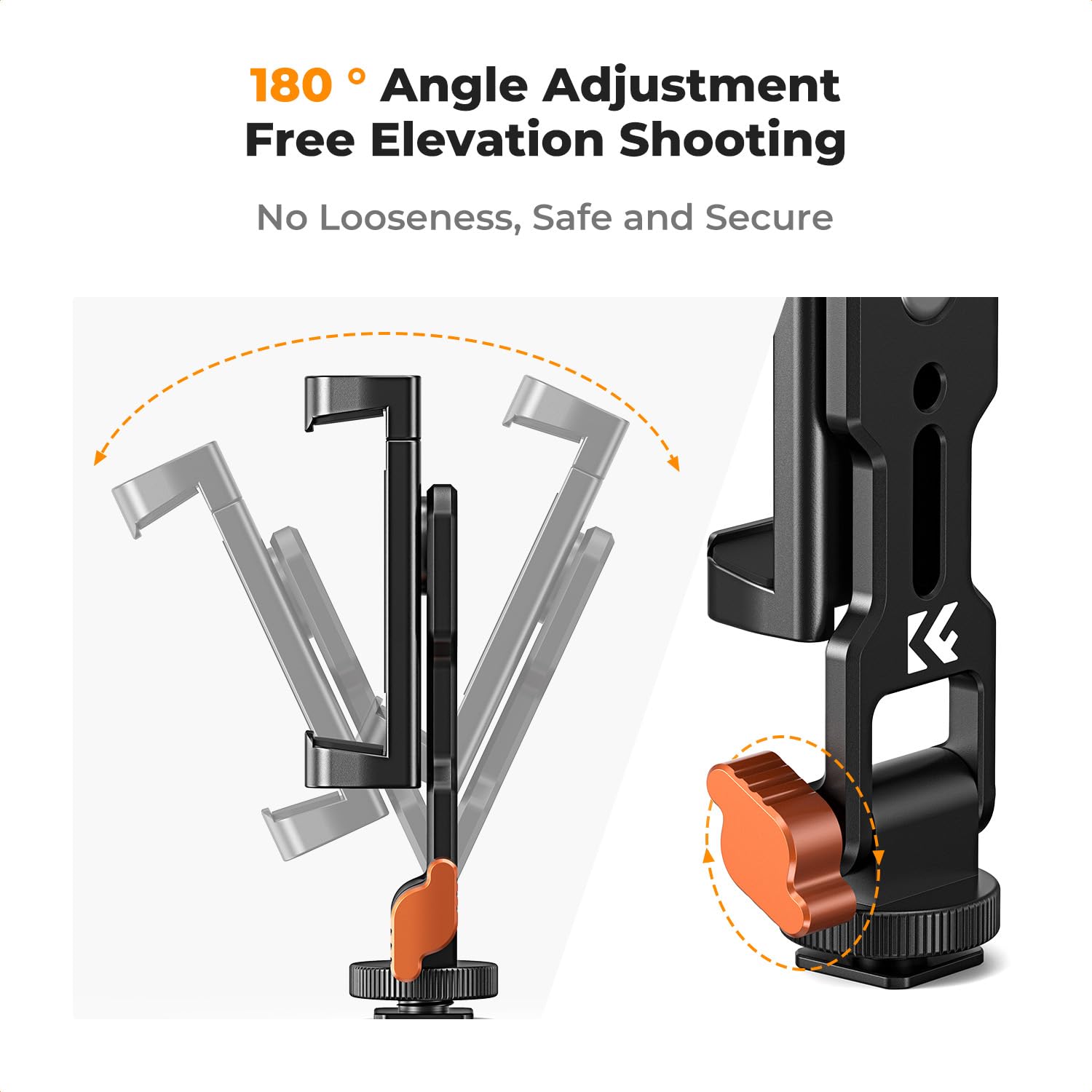 K&F Concept Metal Phone Tripod Mount, Universal Smartphone Stand With 2 Cold Shoe Mount, Adjustable Cellphone Holder For Horizon