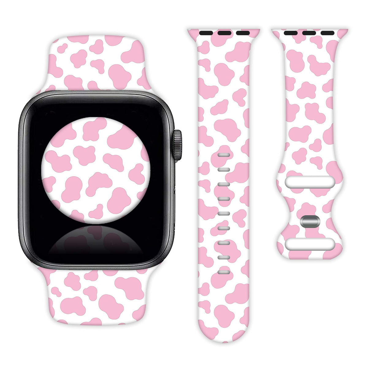 Cute Strawberry Pink Cow Print Watch Band Compatible With Apple Watch 38Mm 40Mm 41Mm 42Mm 44Mm 45Mm For Women Men Gifts Sport Si