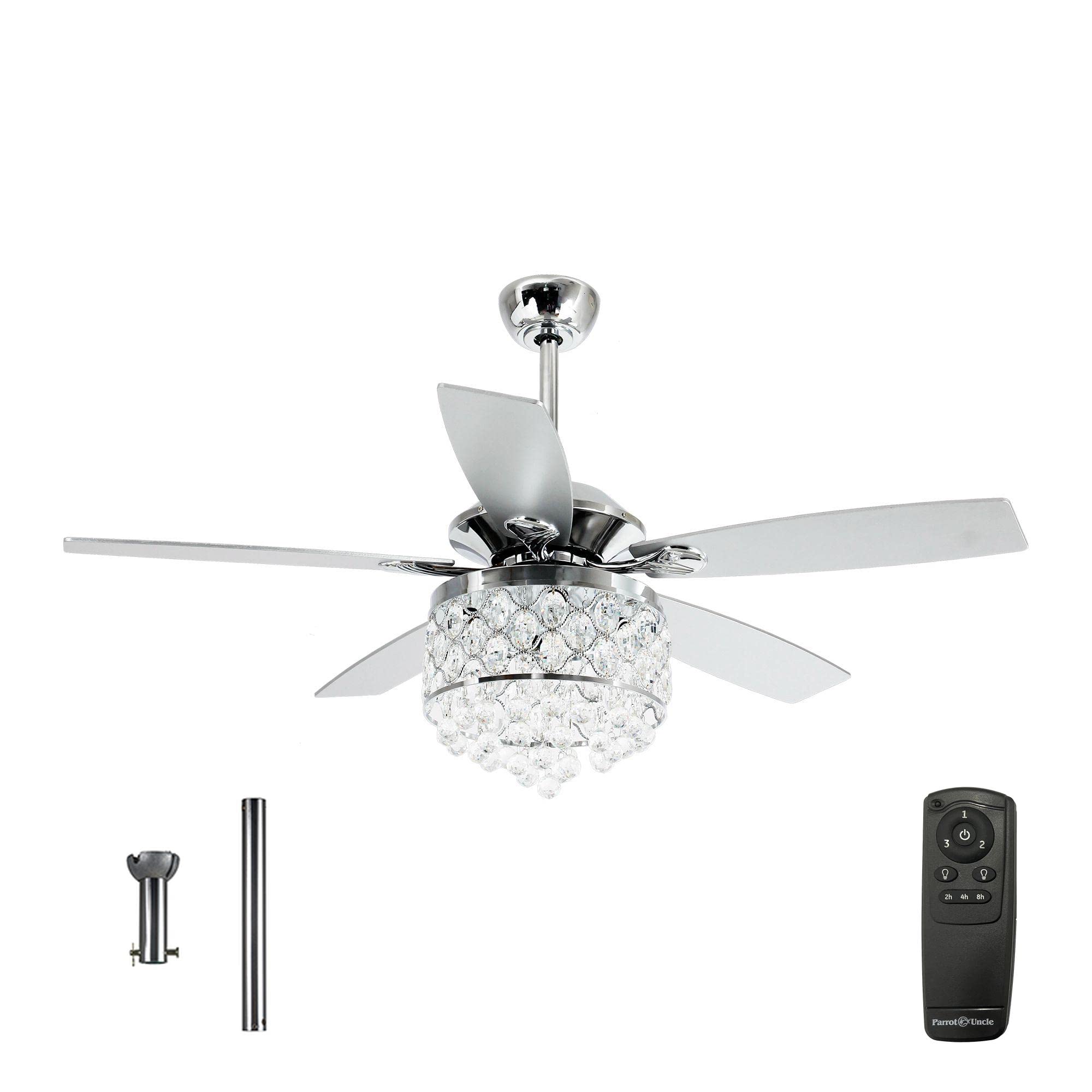 Parrot Uncle Ceiling Fans with Lights and Remote 52 Inch Modern Chandelier Ceiling Fan with Light for Bedroom 52 Inch Outdoor Ce