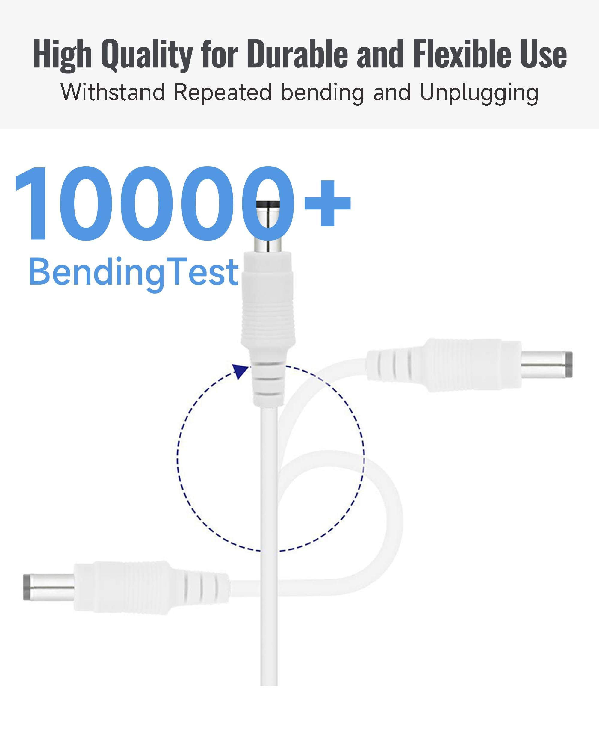 2 Pack 10Ft 3M Power Extension Cable, 5.5Mm X 2.1Mm Dc Extension Cord, Compatible With Universal 12V Dc Adapter Cord Or Wall Cha