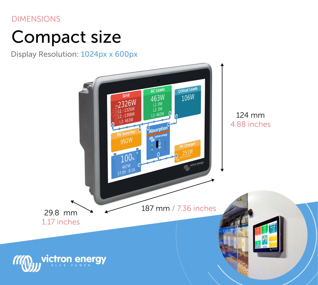 Victron Energy Ekrano Gx With Built In Display For System Monitoring And Full System Control