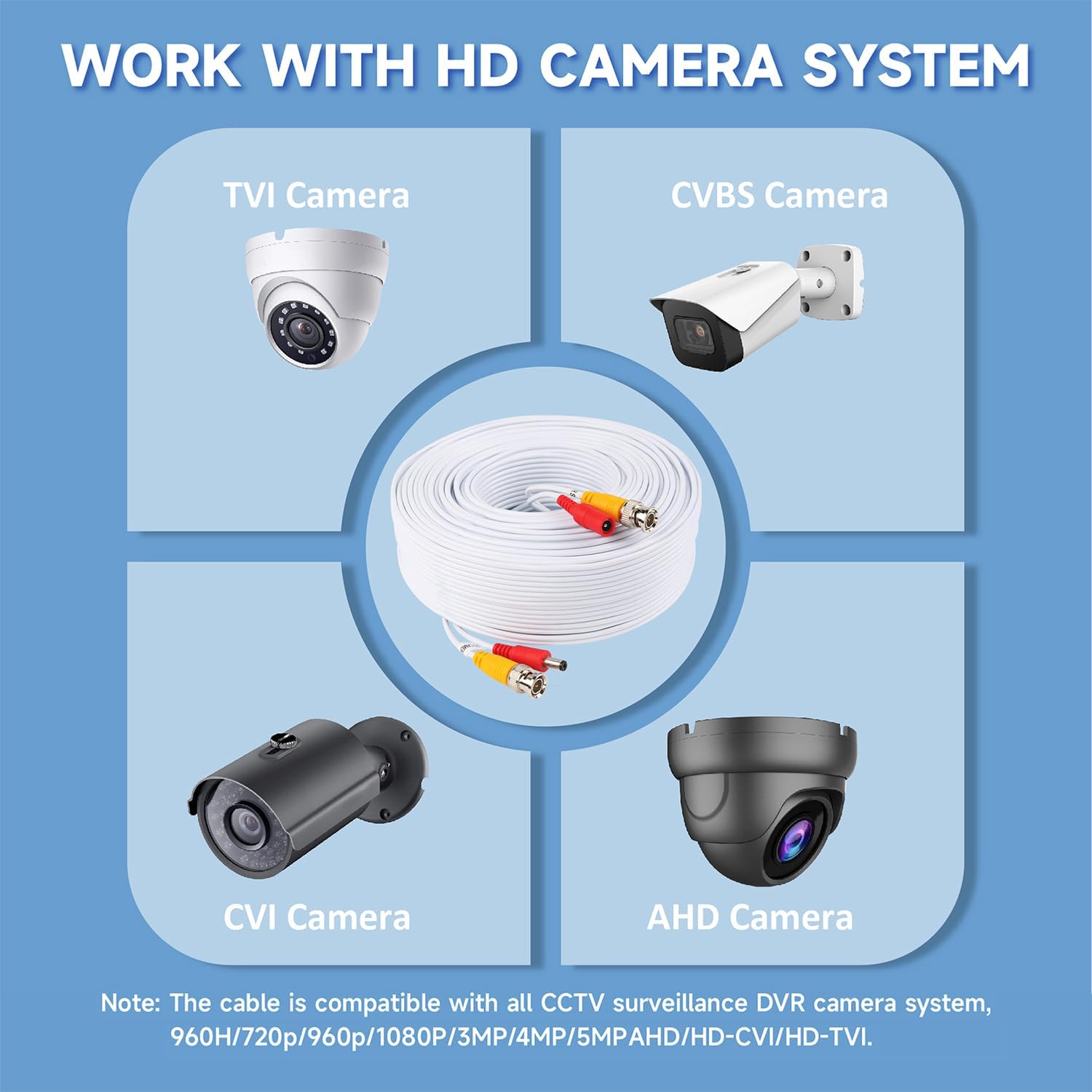 Anlink 4 Pack 100Ft/30M All In One Video Power Cables, Bnc Extension Surveillance Camera Wires For Cctv Security Dvr System Inst