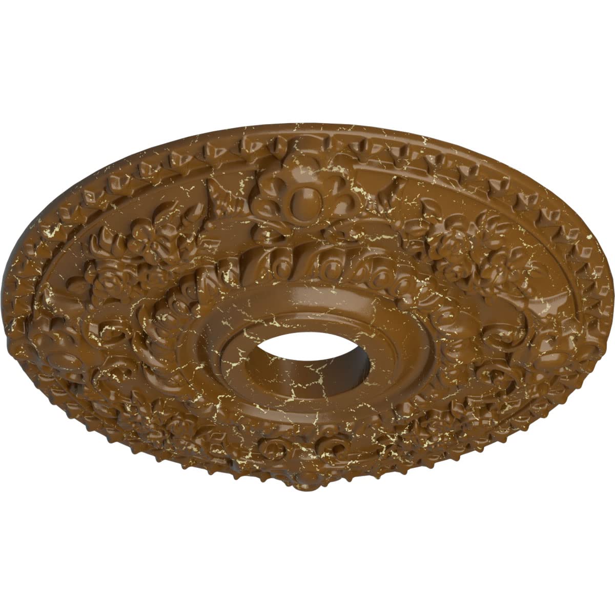 Ekena Millwork Cm18Rostc Rose Ceiling Medallion, Smokey Topaz Crackle