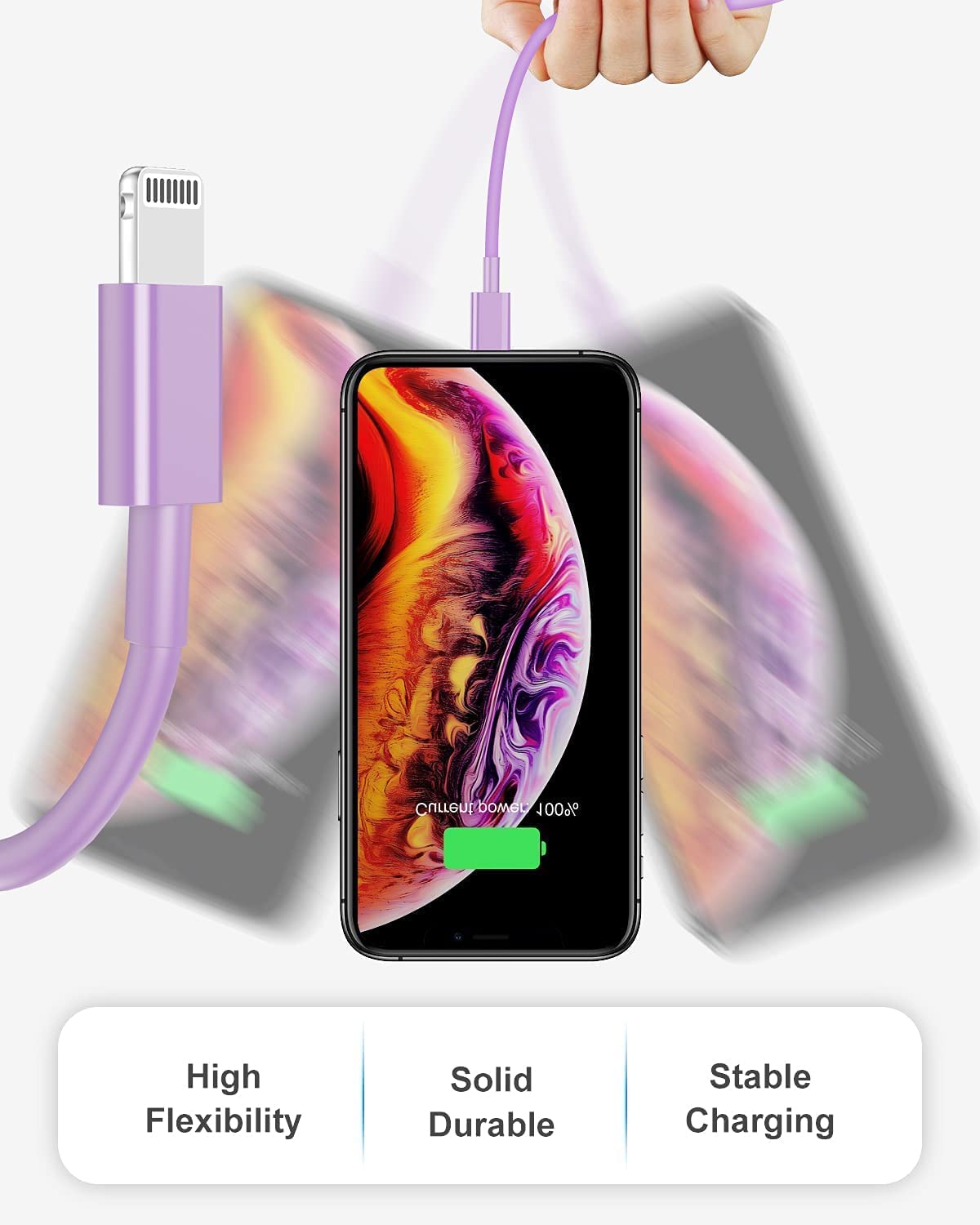 4 Pack [Apple Mfi Certified] Apple Charging Cables 1Ft, Iphone Chargers Lightning Cable 1 Foot, Fast Iphone Charging Cord For Iphone 14/14Pro/13/13Pro/12/11/11Pro/11Max/ X/Xs/Xr/Xs Max/8, Ipad(Purple)