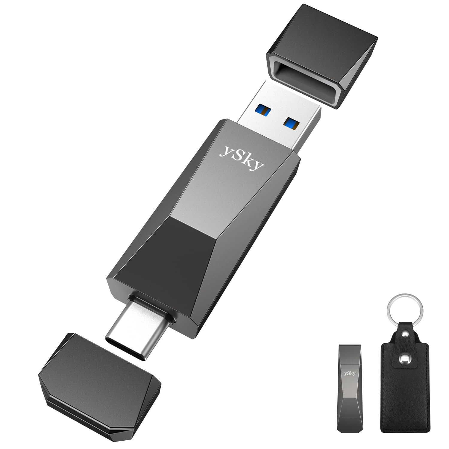 Ysky 256Gb Usb 3.2 Solid State Flash Drive 1000Mb/S High Speed Usb C+ Usb 3.2 Gen2 Dual Interfaces Thumb Drive, Usb C Memory Pho