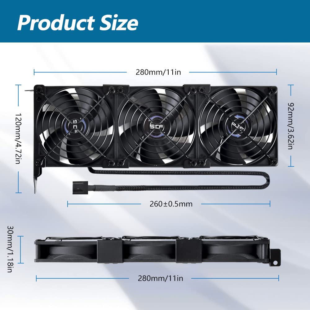 Scccf Graphic Card Fans, Graphics Card Cooler, Video Card Cooler, Pci Slot Dual 90Mm 92Mm Pwm Fans, Vga Cooler