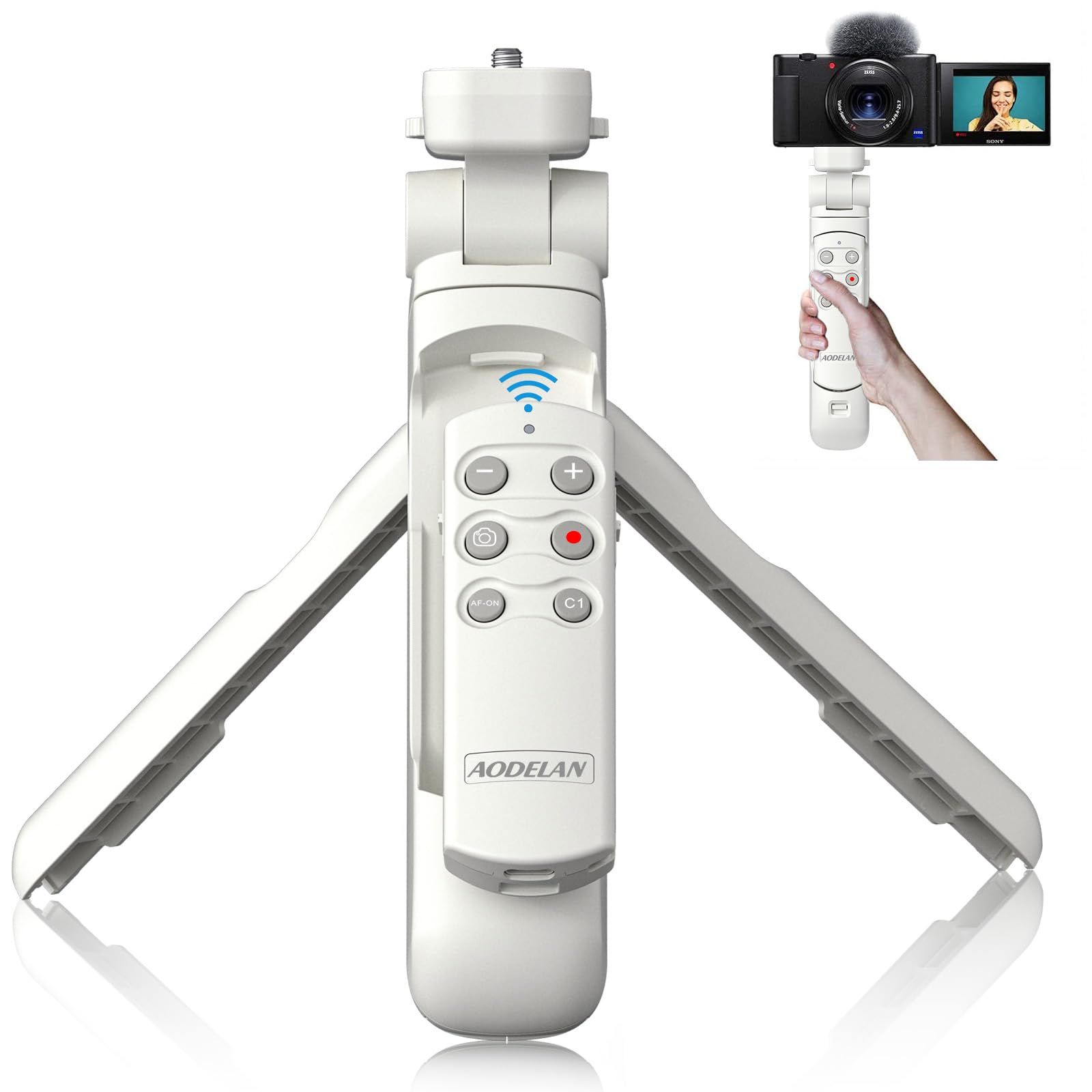 Wireless Camera Remote Control Shooting Grip And Tripod (White) With Remote Shutter Release   Replaces Gp Vpt2Bt For Sony Zv 1, 
