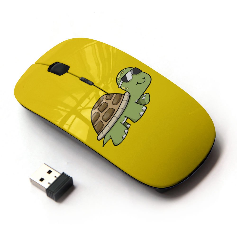 Koolmouse [ Optical 2.4G Wireless Mouse [ Turtle Cool Summer Yellow Sun Glasses Art ]