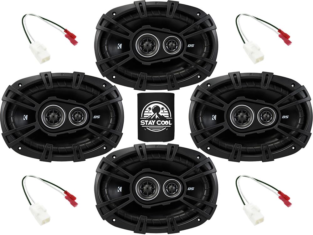 KICKER Speakers 6x9 inch for RAM 1500/2500/3500 2013-2023 Upgrade Kit - 4 Pack of DS Series with Harness, Car Audio Front and Re