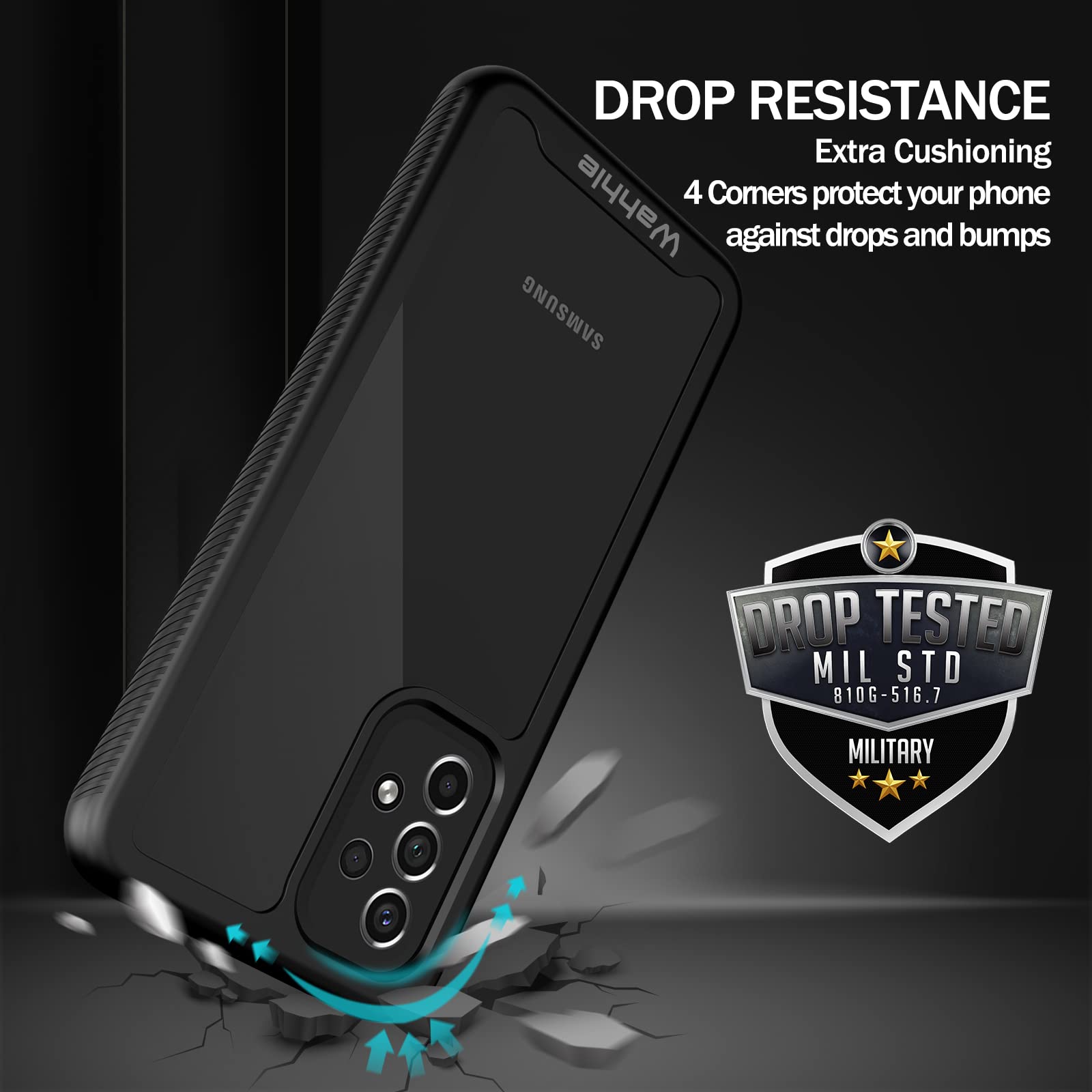 Wahhle Compatible With Samsung Galaxy A33 5G Case, Full Body Protection Phone Cover With Screen Protector Shockproof Tpu Bumper