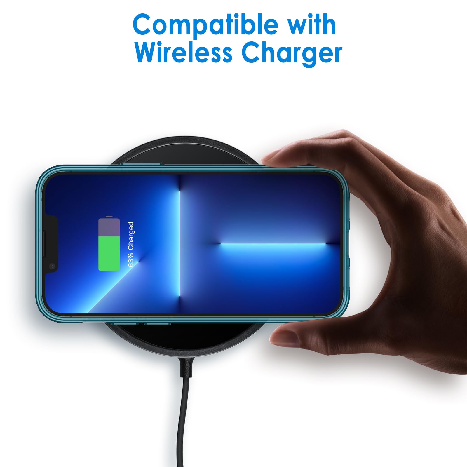 Jetech Case For Iphone 13 Pro 6.1 Inch, Non Yellowing Shockproof Phone Bumper Cover, Anti Scratch Clear Back (Navy Blue)