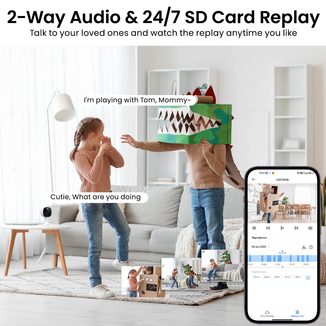 Aoqee 2K Home Security Cameras  Outdoor/Indoor Cameras For Baby/Nanny/Dog, 2.4Ghz Wifi Camera With 2 Way Talk, 24/7 Sd Recording