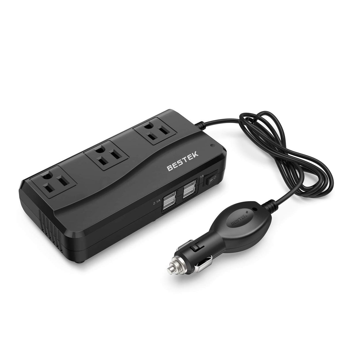 Bestek 200W Power Inverter Dc 12V To 110V Ac Inverter With 4.2A 4 Port Usb Car Adapter (Black)