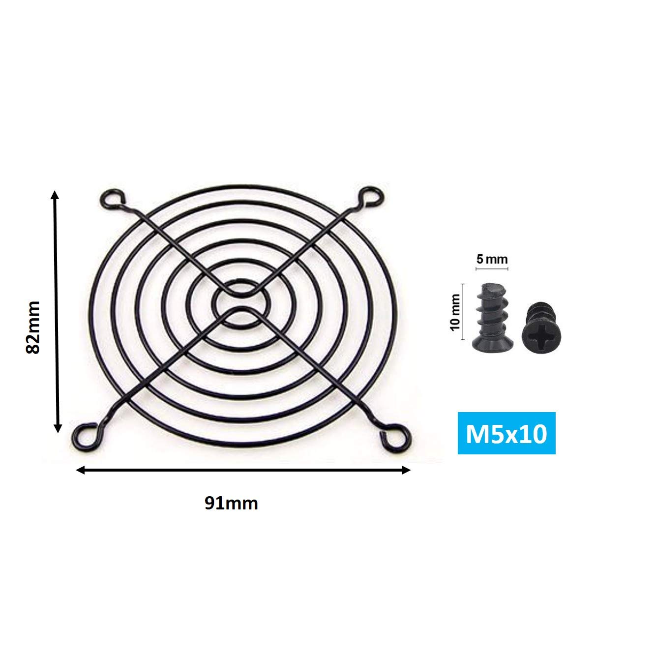 Easycargo 2Pcs 92Mm Fan Grill 92Mm Guard Black With Screws (92Mm)
