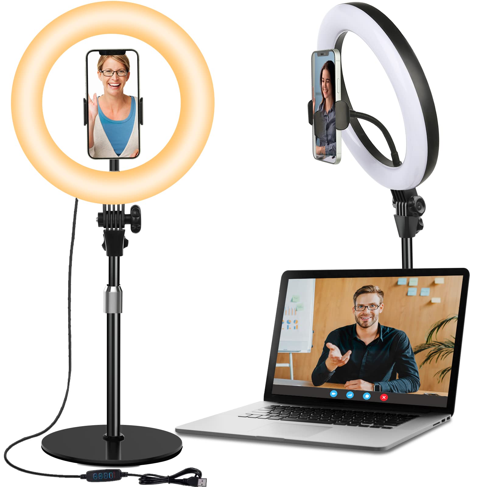 Desktop Ring Light With Stand For Computer Video Conference Lighting, Zoom Light, Online Virtual Meeting, Video Call, Selfie Lig