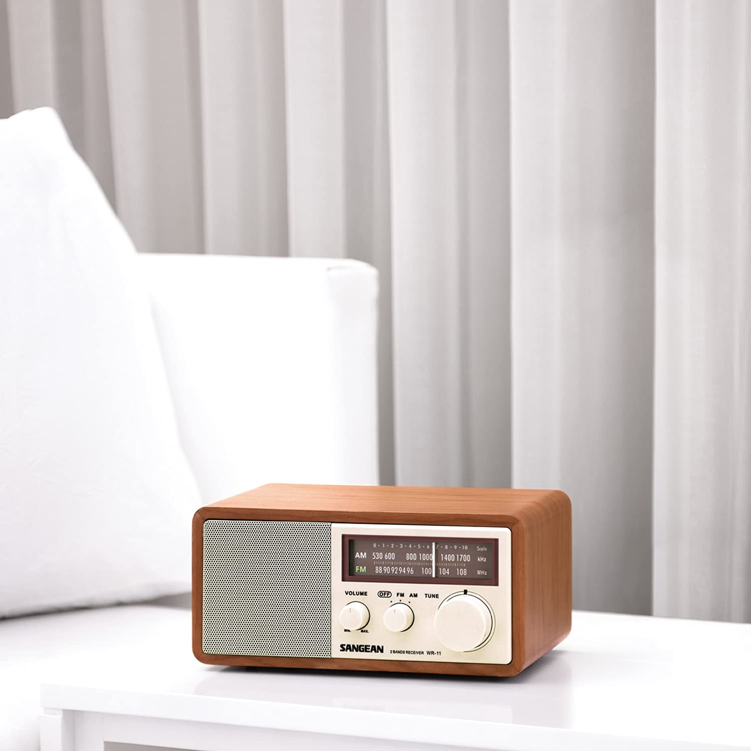 Sangean WR-11 Wood Cabinet AM/FM Table Top Analog Radio Wooden