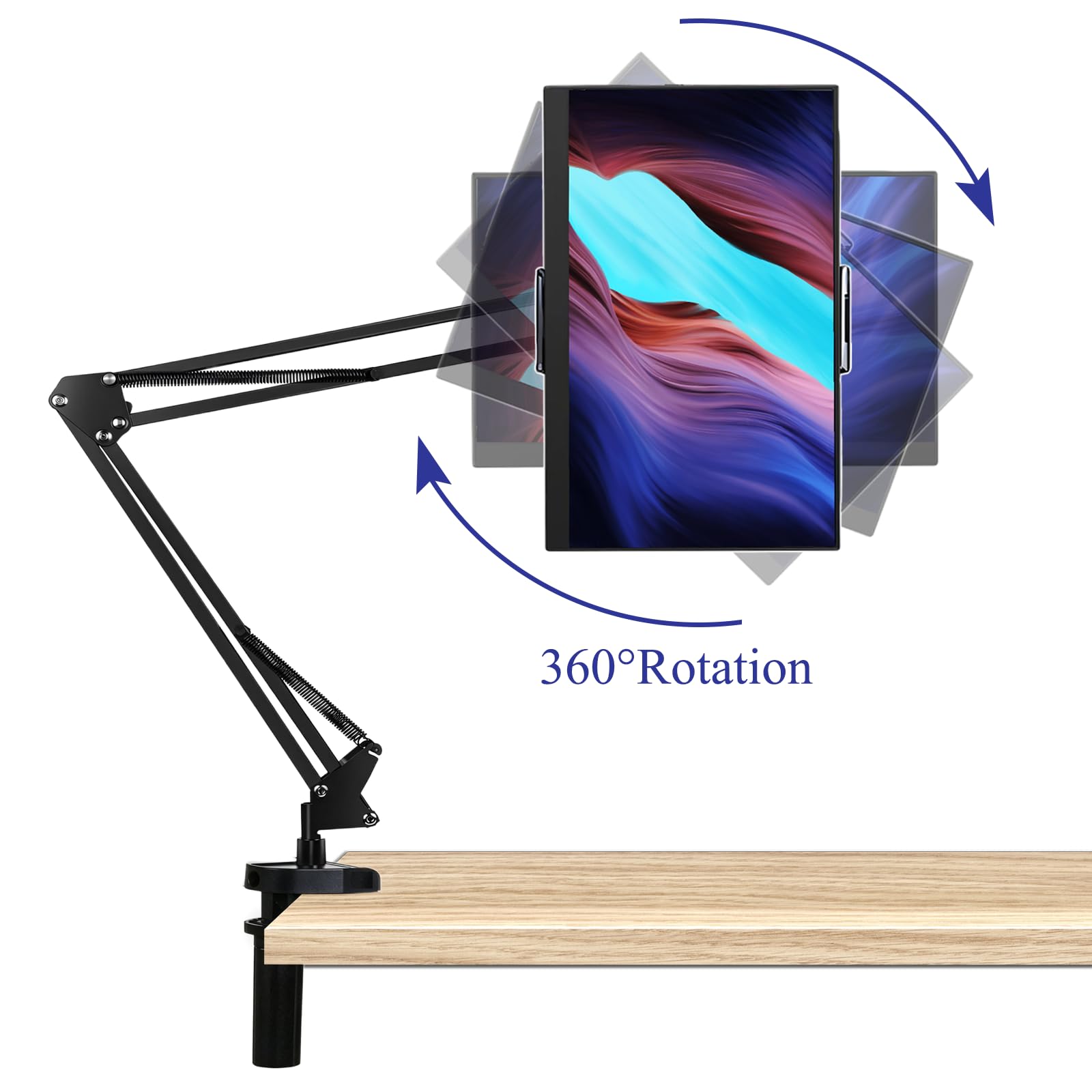 Tablet Arm Stand Mount For 4.7-17.3'' Portable Monitor, 360 Adjustable Foldable Phone Holder For Desk, Tablet Stand Compatible W
