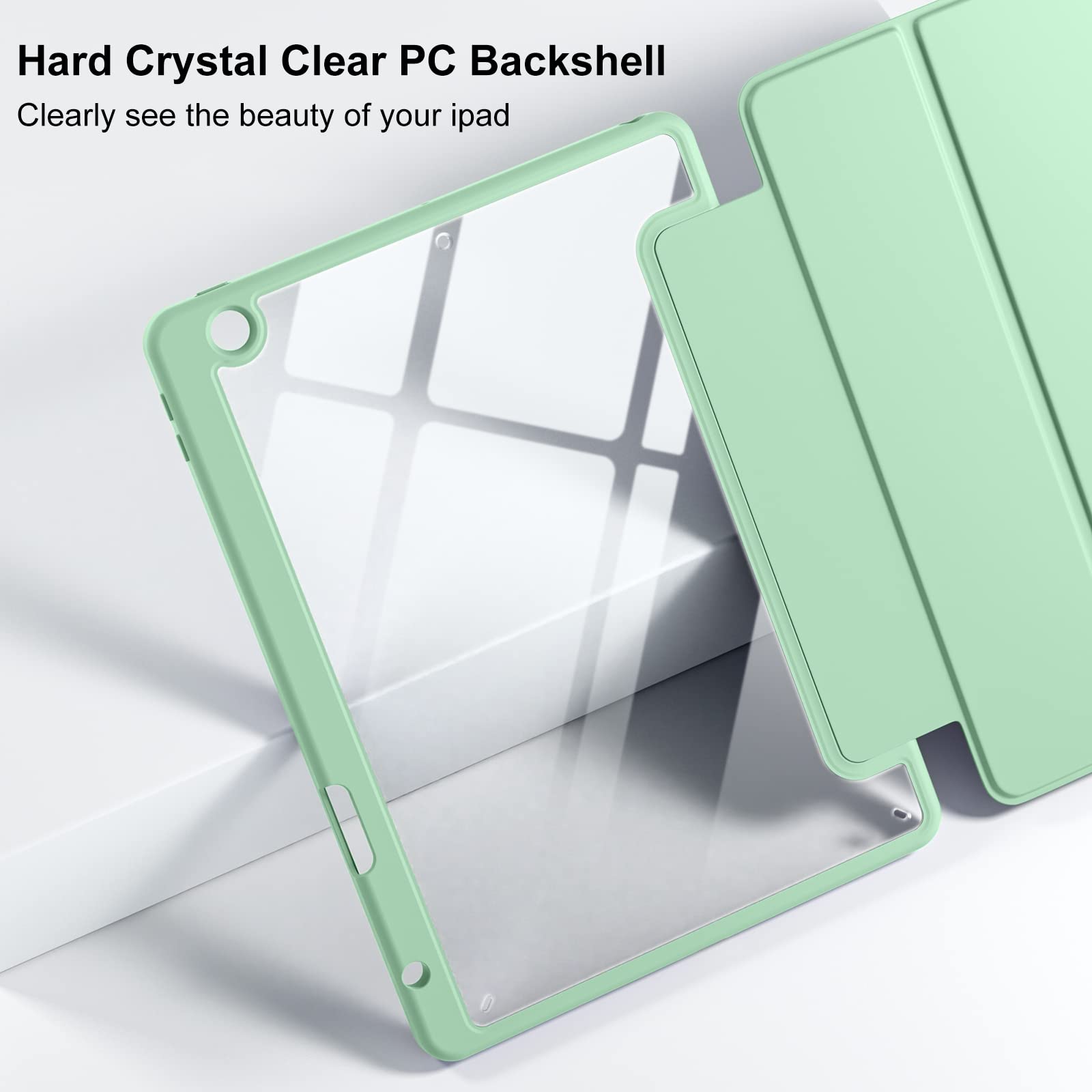 Wenlaty Case Compatible With Ipad 9Th /8Th /7Th Generation (2021/2020/2019), Full Body Protective With Pencil Holder, Clear Case