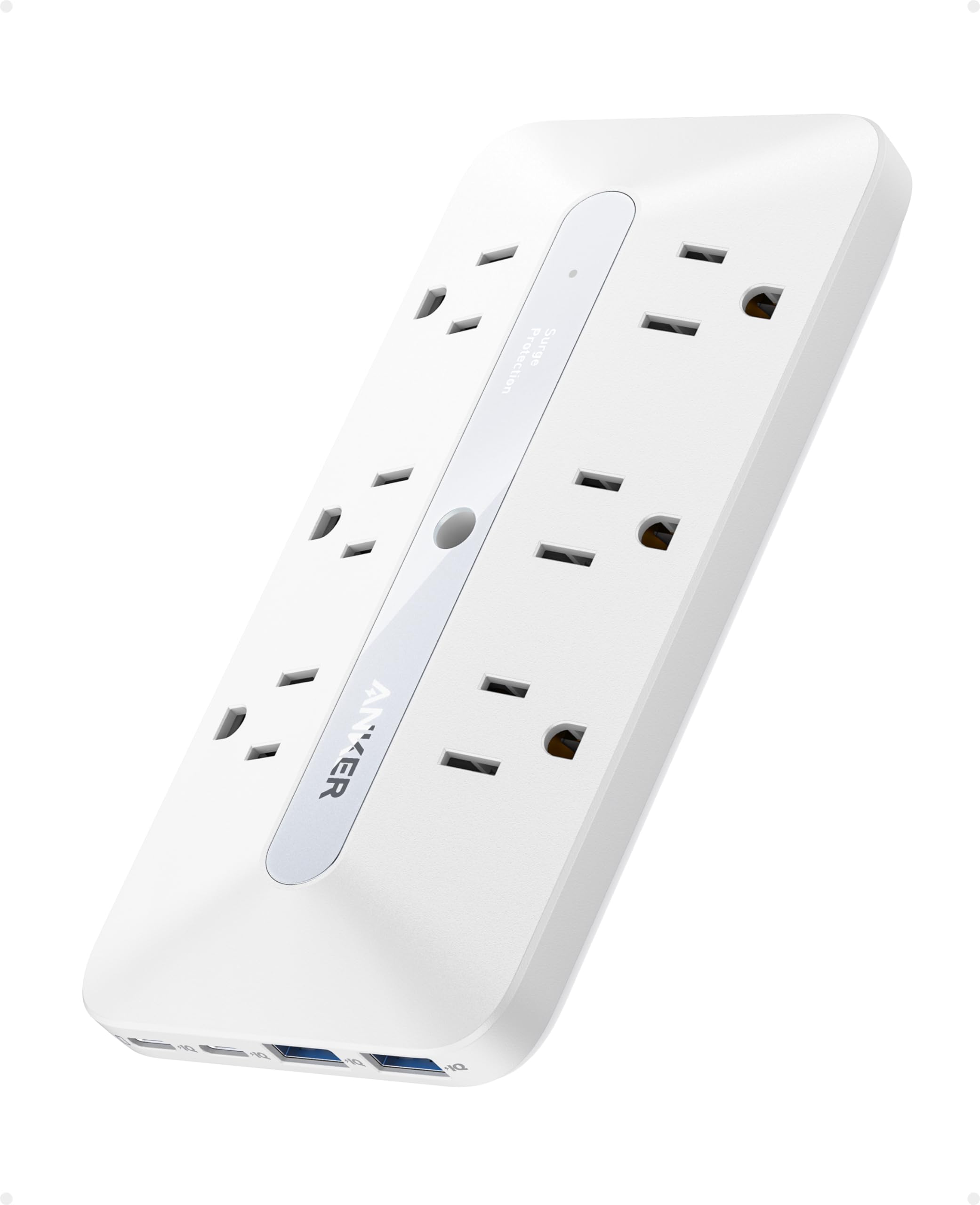 Anker Wall Charger, 300J Surge Protector, 10 In 1 Outlet Extender, 6 Ac, 2 Usb A, 2 Usb C Ports, Wide Spaced Outlets And 20W Fas