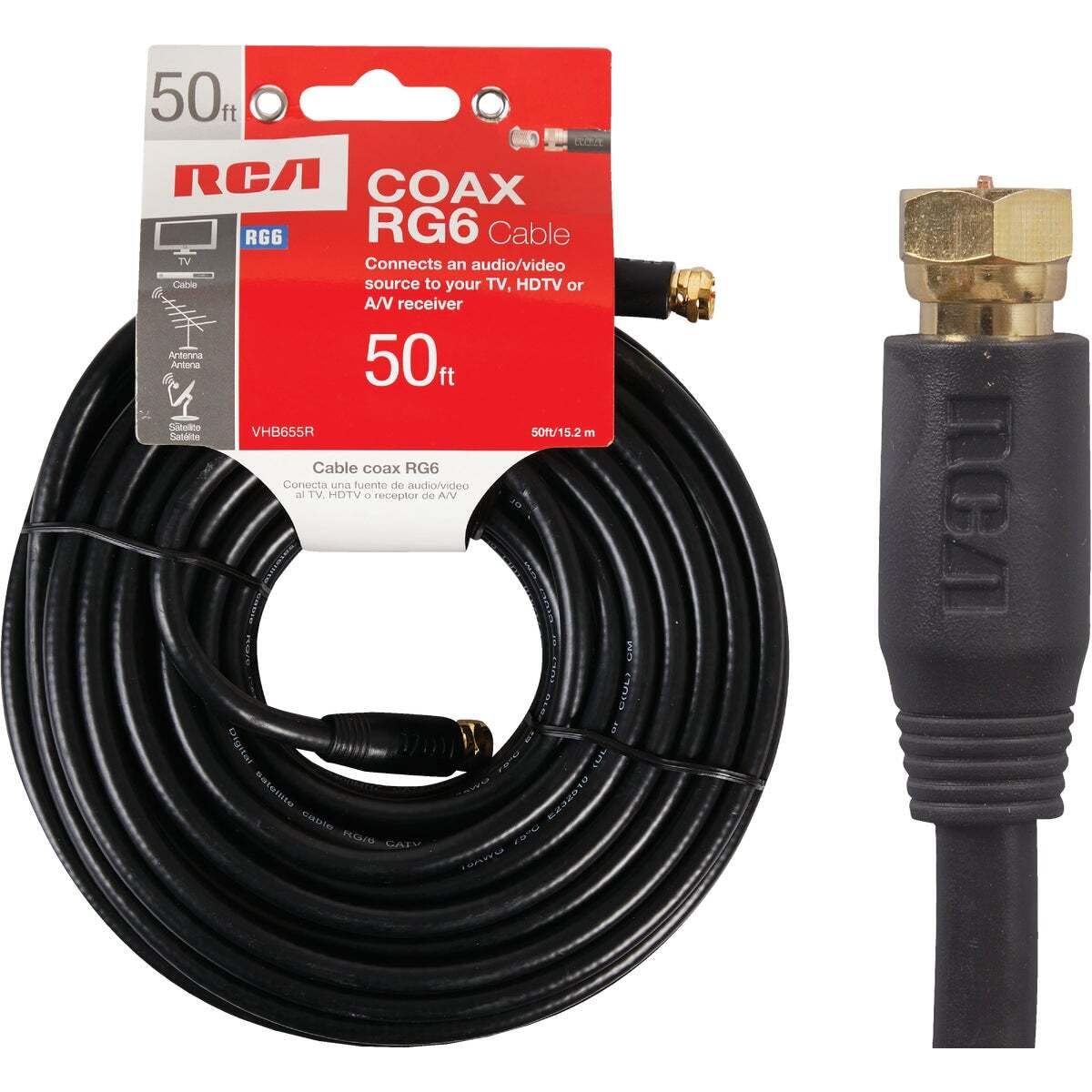RCA VHB655R RG6 Coaxial Cable (50ft; Black)