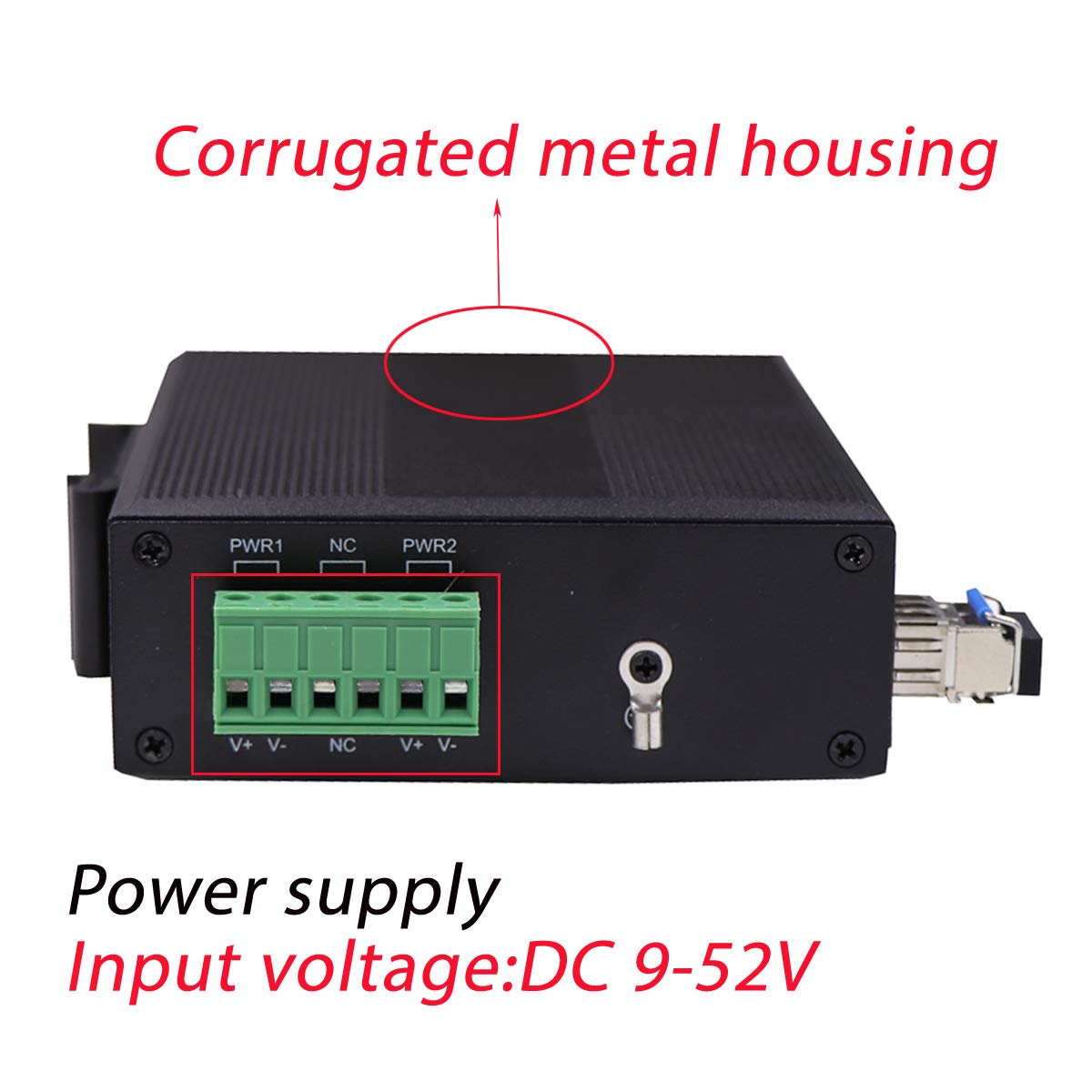 Olycom Harsh Outdoor 5 Port Gigabit Ethernet Fiber Converter, Industrial Din Rail Network Switch, 100/1000Base T To Lc, Up To 20