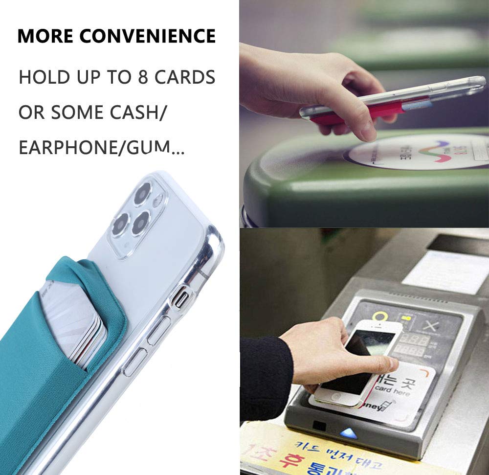 Fulgamo 3Pack Cell Phone Card Holder Pocket For Back Of Phone,Stretchy Stick On Wallet Credit Card Id Case Pouch Sleeve Self Adh