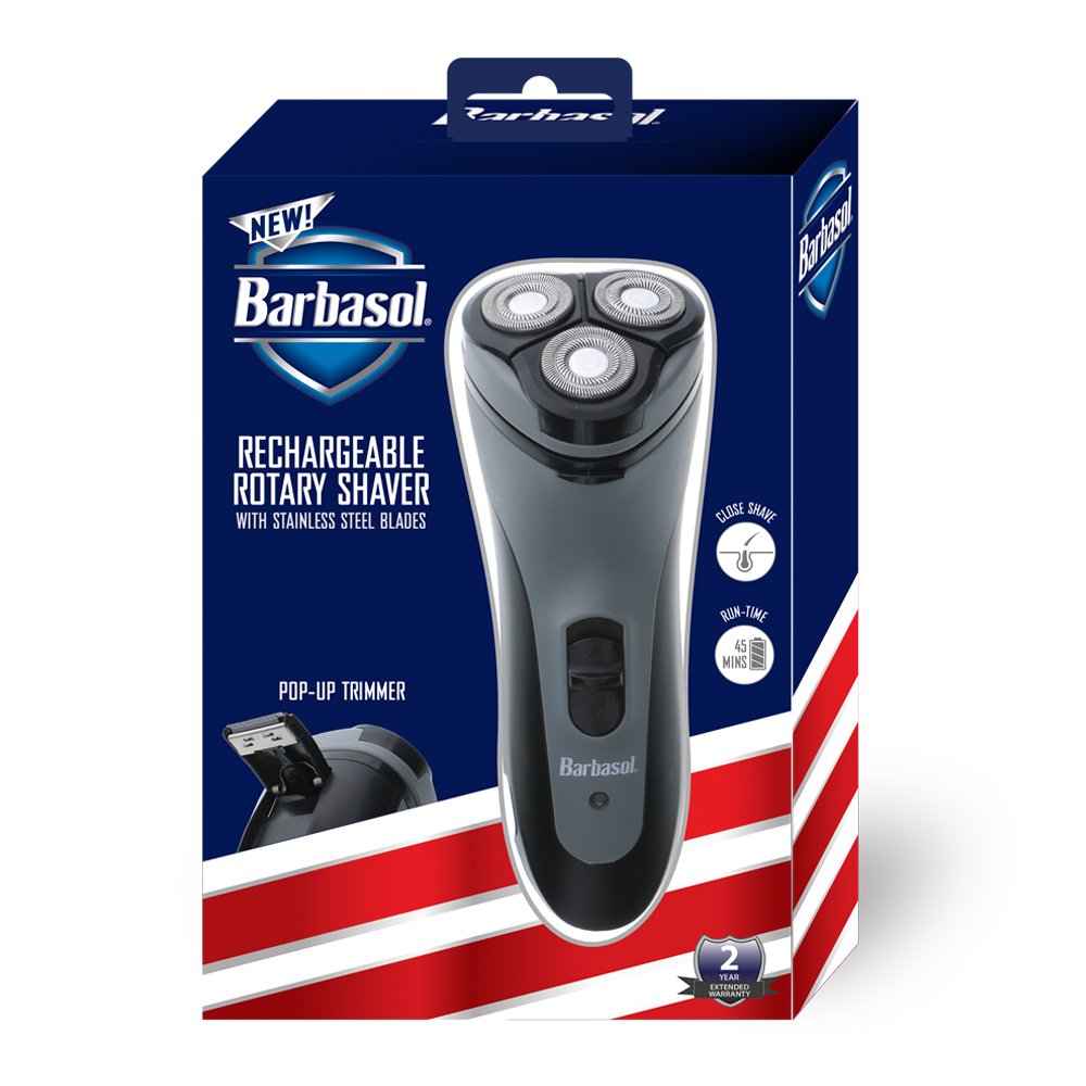Xtreme Digital Lifestyle Accessories Barbasol Rechargeable Electric Rotary Shaver With Stainless Steel Blades And Pop Up Trimmer
