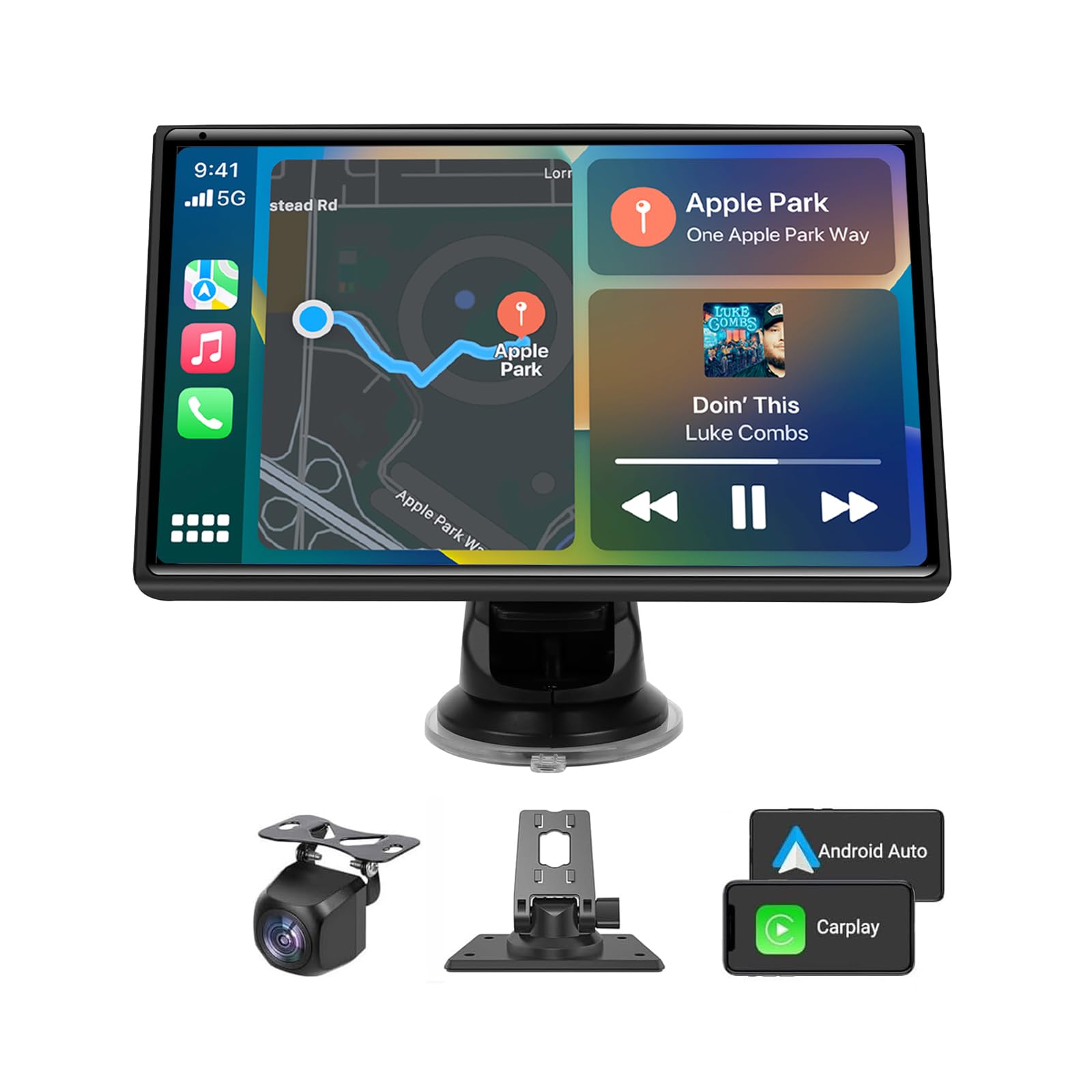 2026 Enhanced Carplay Screen for Car - 7 HD Portable Carplay & Android Auto with Bluetooth, HD Backup Camera, GPS Navigation, Si