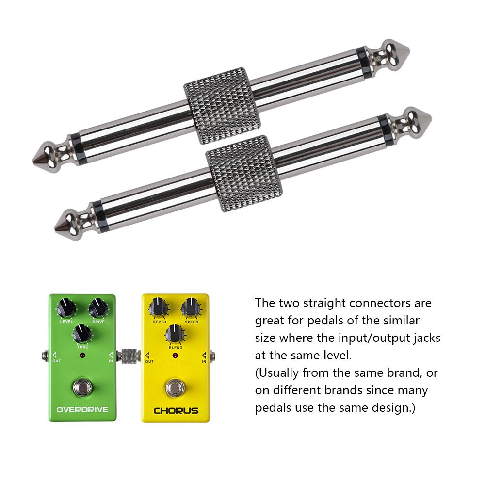 Rayzm Guitar Pedal Patch Connector, 6.35Mm (1/4) Effect Pedal To Pedal Coupler, Male To Male Plug Adaptor For Guitar Pedalboard