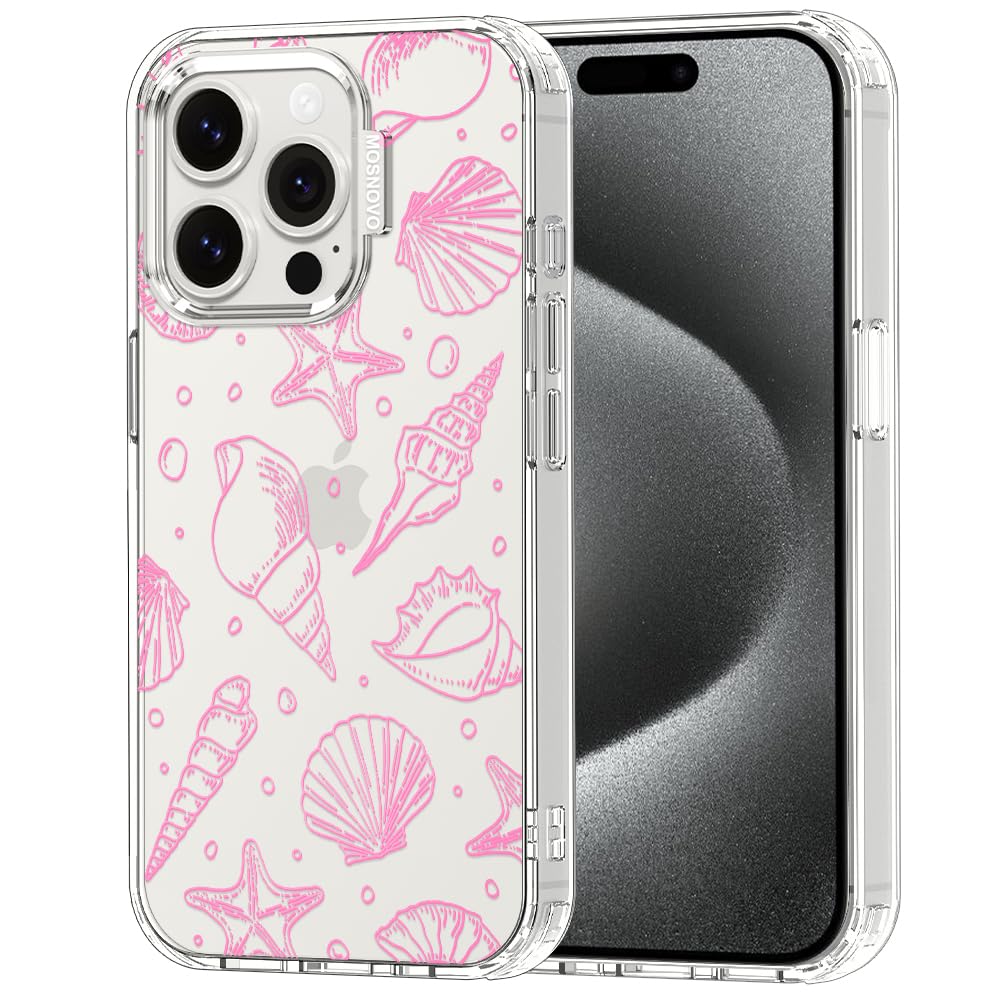 MOSNOVO for iPhone 15 Pro Case, Shockproof Military-Grade Protection 6.6ft Drop Tested, Clear Phone Case for iPhone 15 Pro, Pink