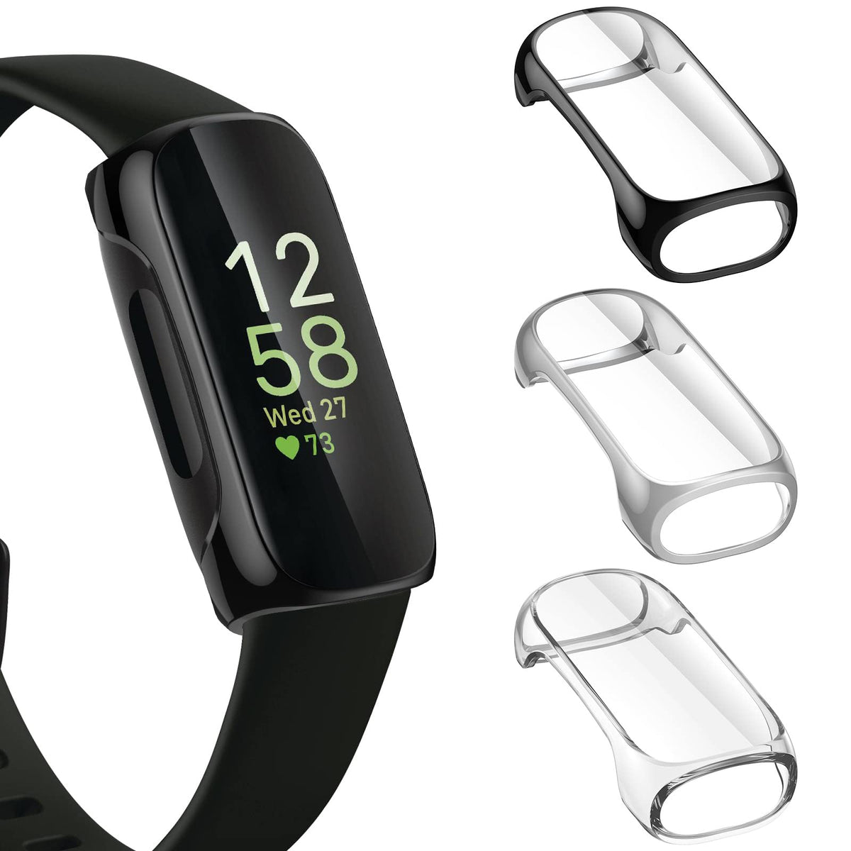 Nanw 3 Pack Screen Protector Compatible With Fitbit Inspire 3, Tpu Rugged Bumper Case Cover All Around Protective Plated Bumper